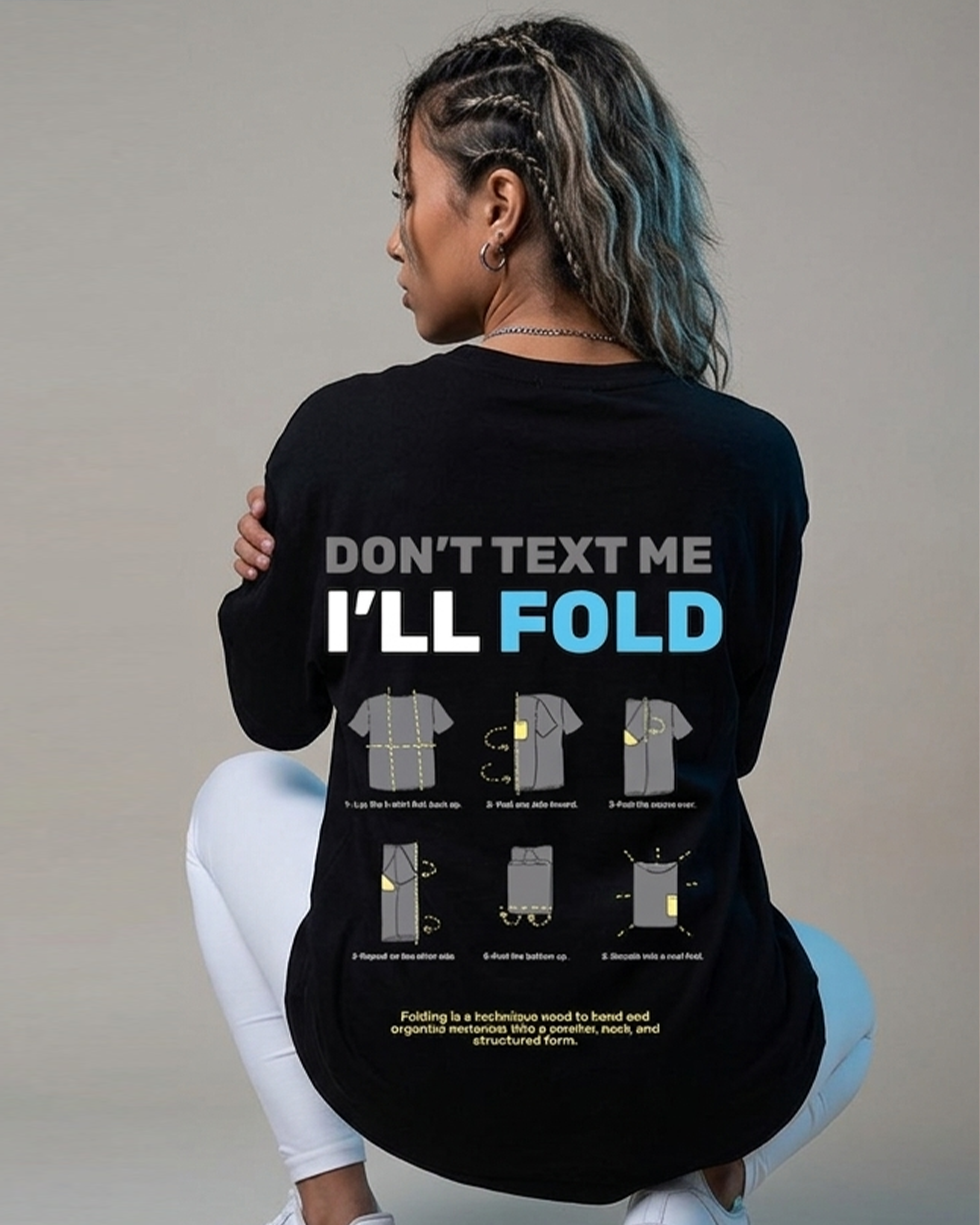 Fold Women Oversized SS T-Shirt - Black - NAS Trends 1