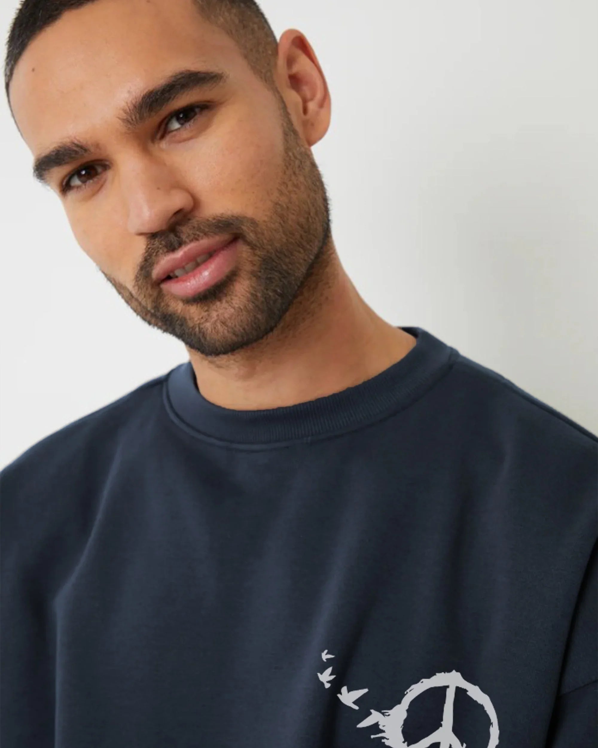 NAS Trends - Peace Unisex Oversized Crew-neck Sweatshirt - Dark Grey 3