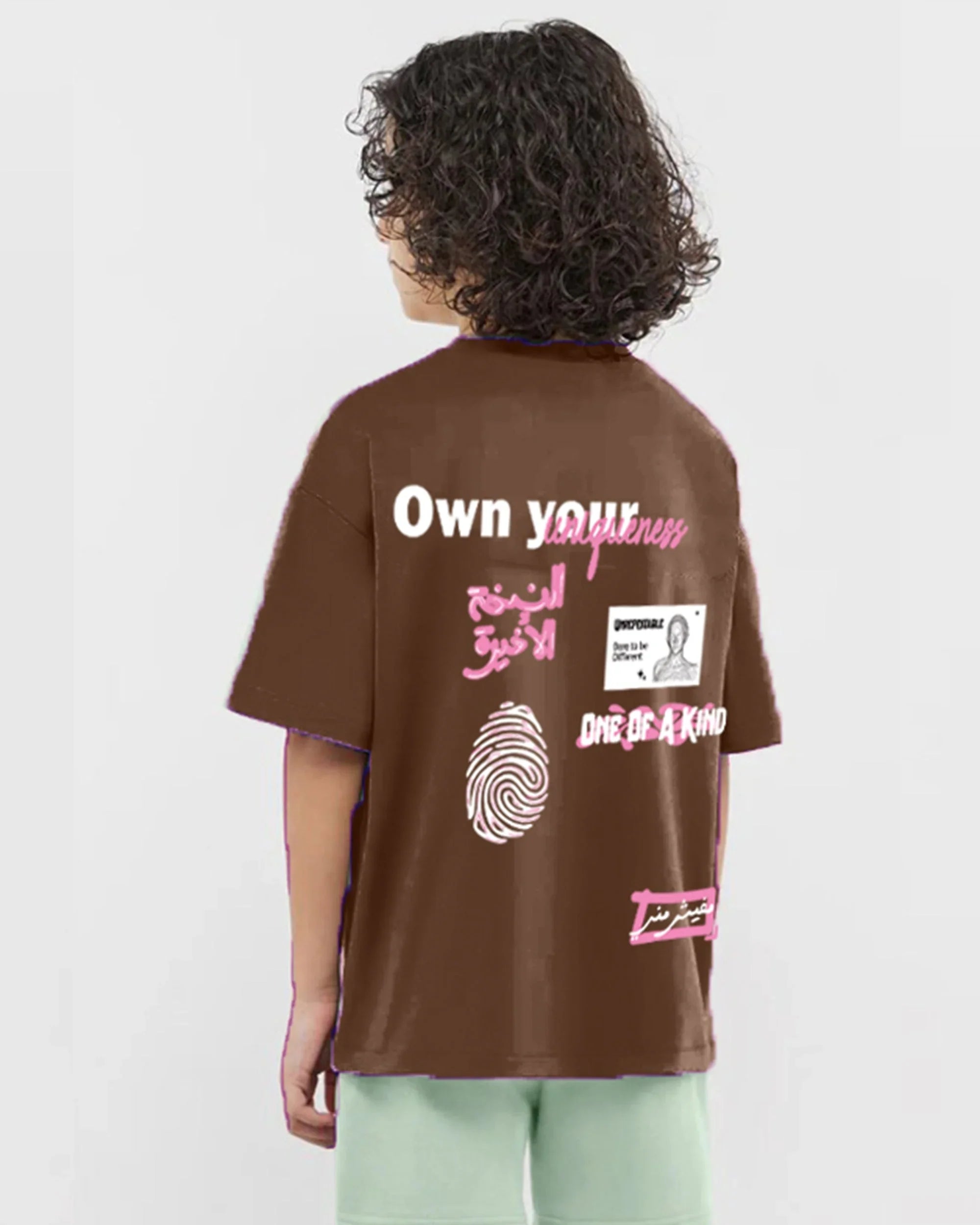 NAS Trends - Extra fared Boys Oversized SS T-Shirt - Brown 4