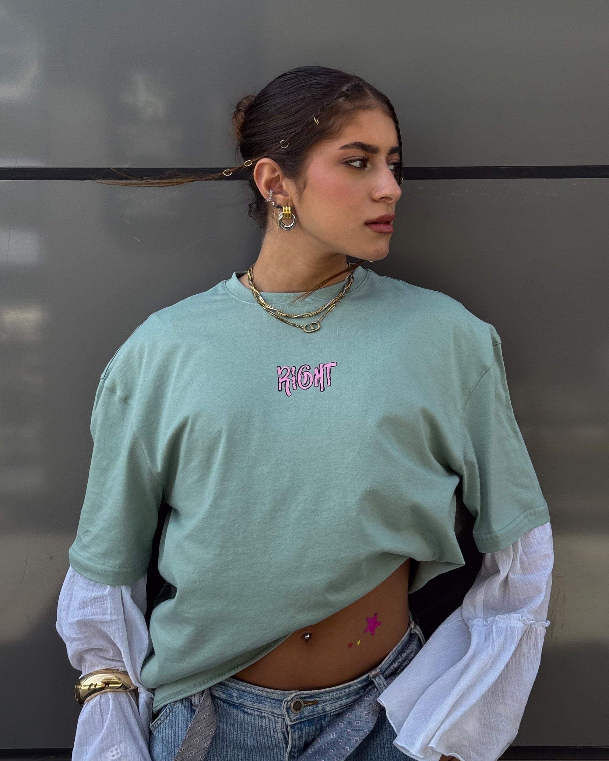 Right Women Oversized SS T-Shirt - Pistachio - NAS Trends 1
