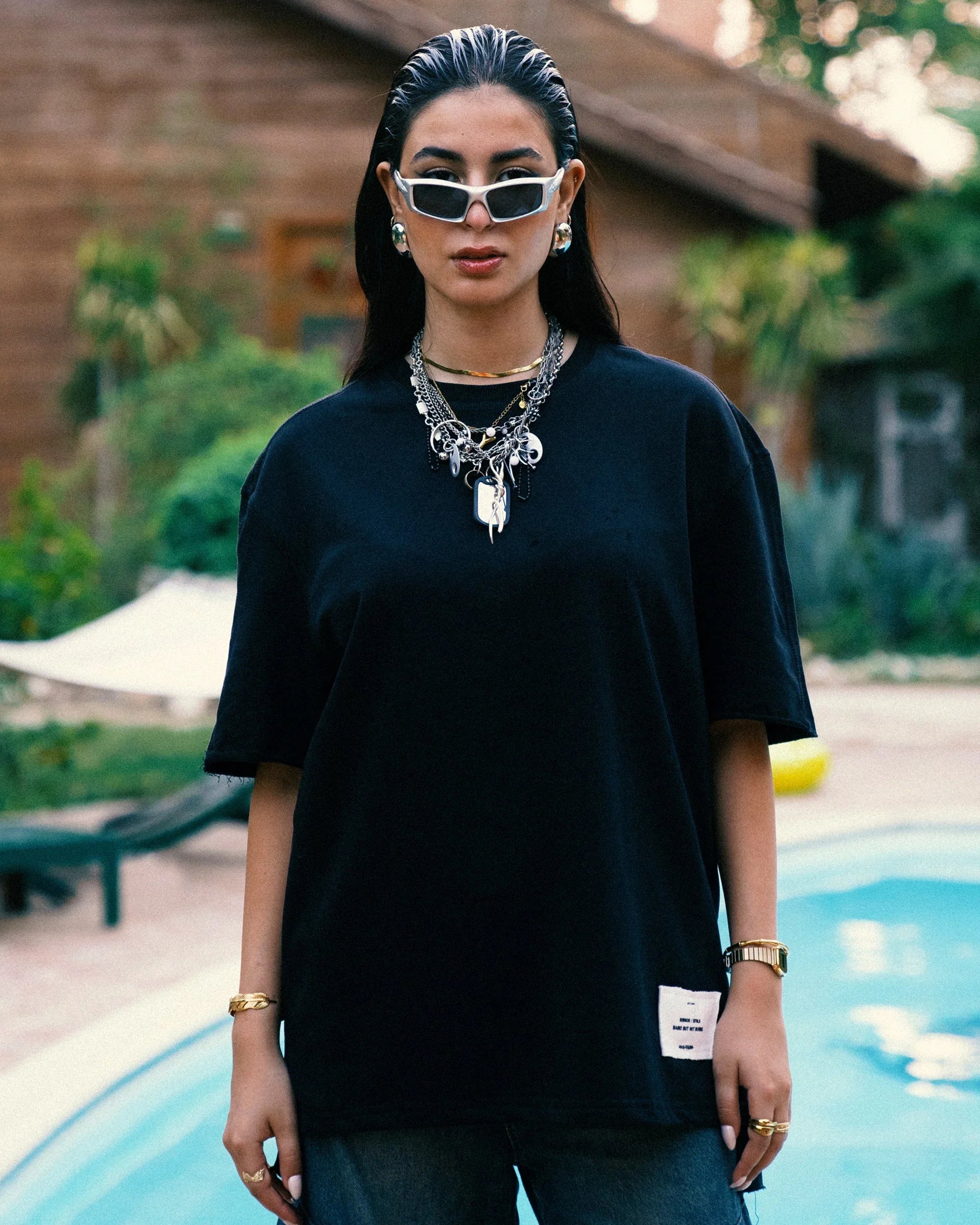 NAS Trends - Stitched Basic Unisex Oversized SS T-Shirt - Black 1