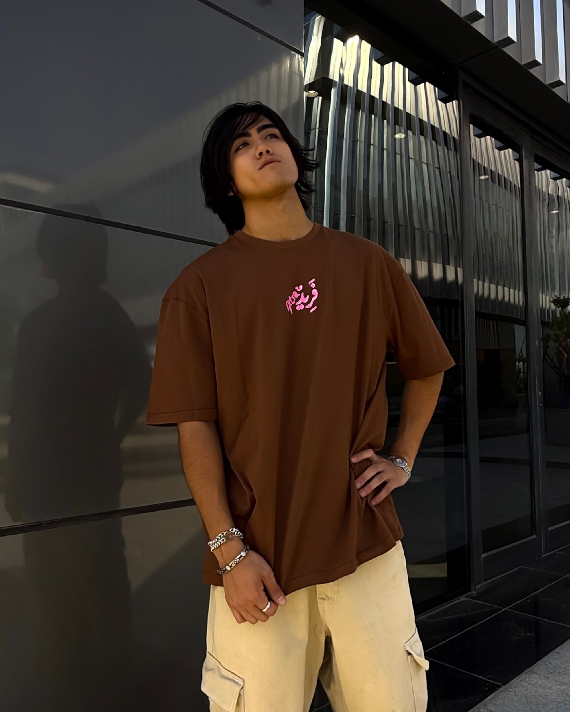 Extra fared Men Oversized SS T-Shirt - Brown - NAS Trends