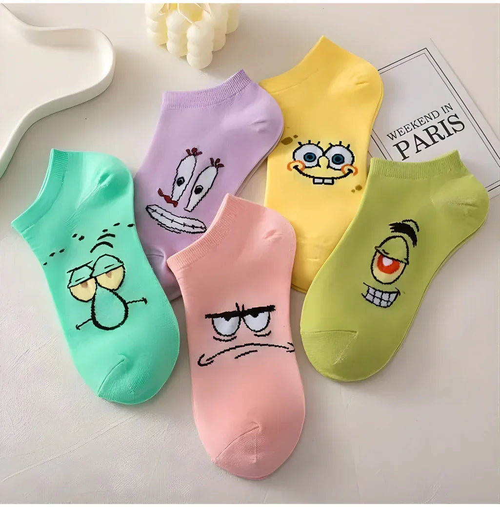 3 Feathers - Cartoon Characters Collection 5 - Pack Women Ankle Cotton Socks - 3Feathers Cotton Socks - Babazzaro