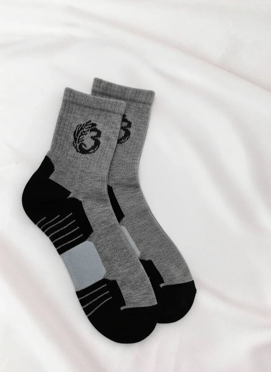 3 Feathers - Men Sports High Ankle Cotton Socks Half Terry Cushion - 3Feathers Cotton Socks - Babazzaro