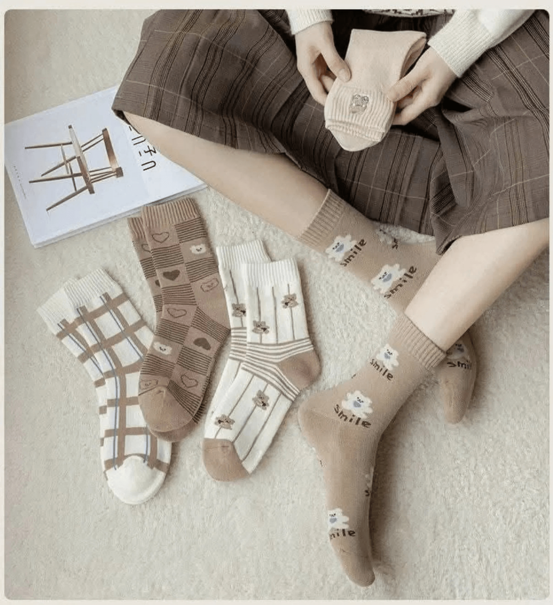 3 Feathers - Teddy Bear Collection 5 - Pack Women Long Cotton Socks - 3Feathers Cotton Socks - Babazzaro