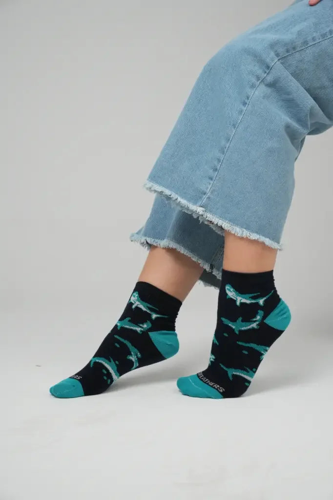 3 Feathers Ocean Design Cotton High Ankle Socks Free Size Fits 38 - 44 for Unisex 2