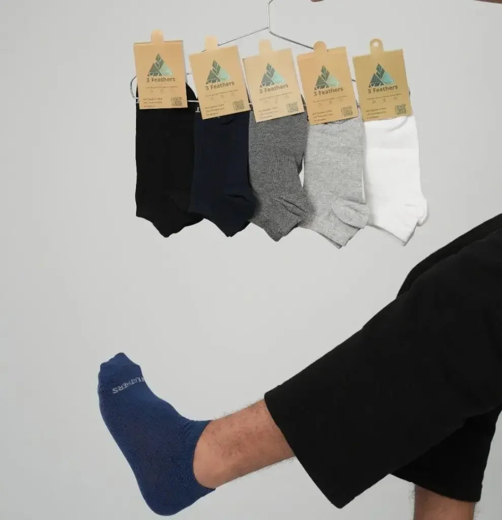 3 Feathers Cotton Ankle Socks Free Size Fits 40 - 45 for Men Plain 7
