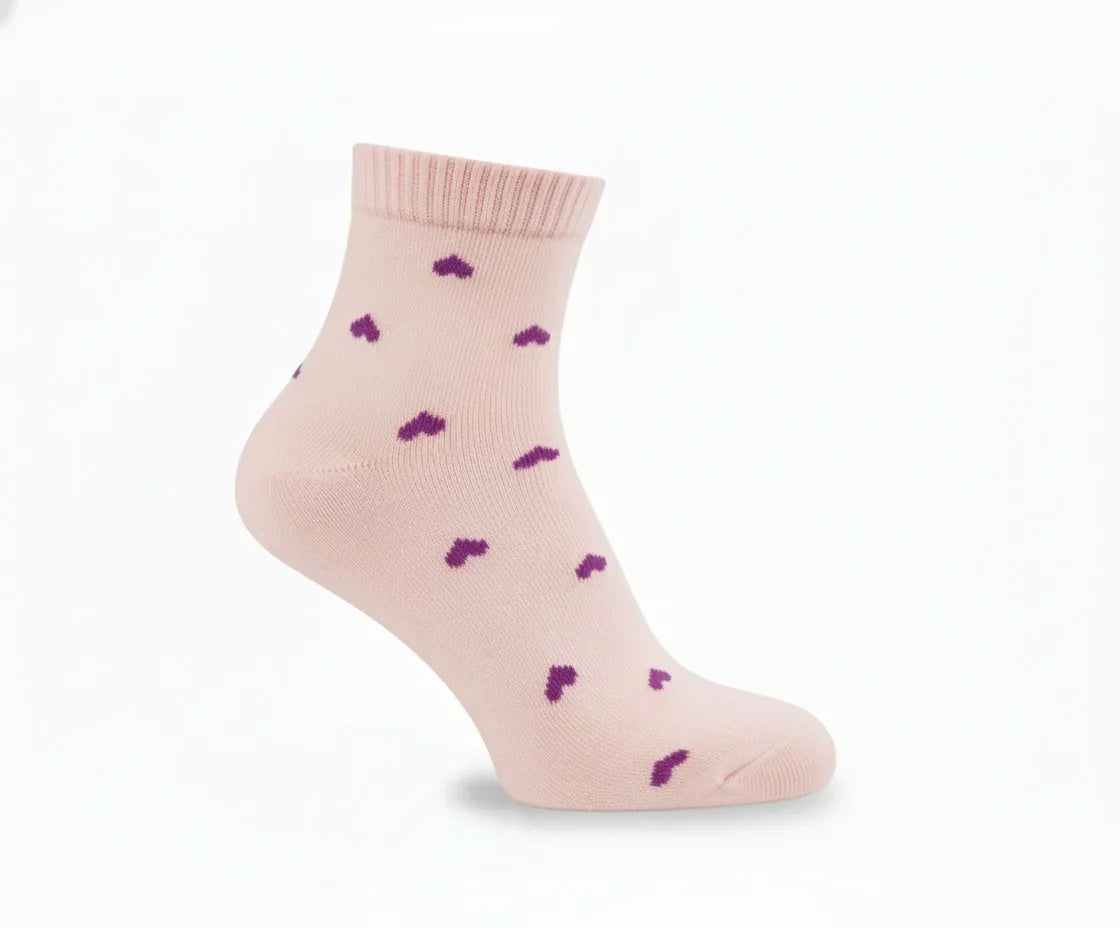3 Feathers Heart Design Cotton High Ankle Socks Free Size Fits 36 - 41 for Women 6