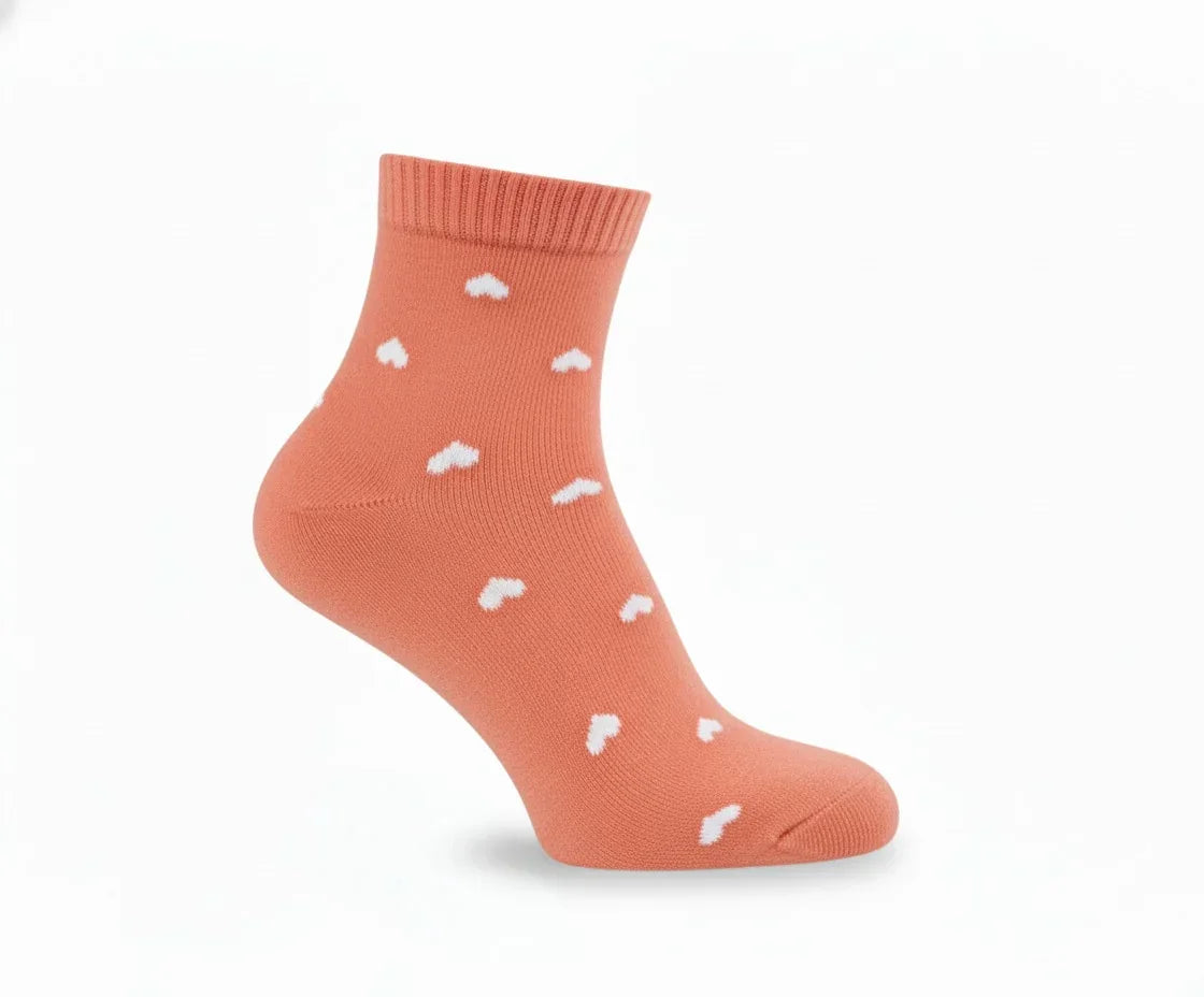 3 Feathers Heart Design Cotton High Ankle Socks Free Size Fits 36 - 41 for Women 9
