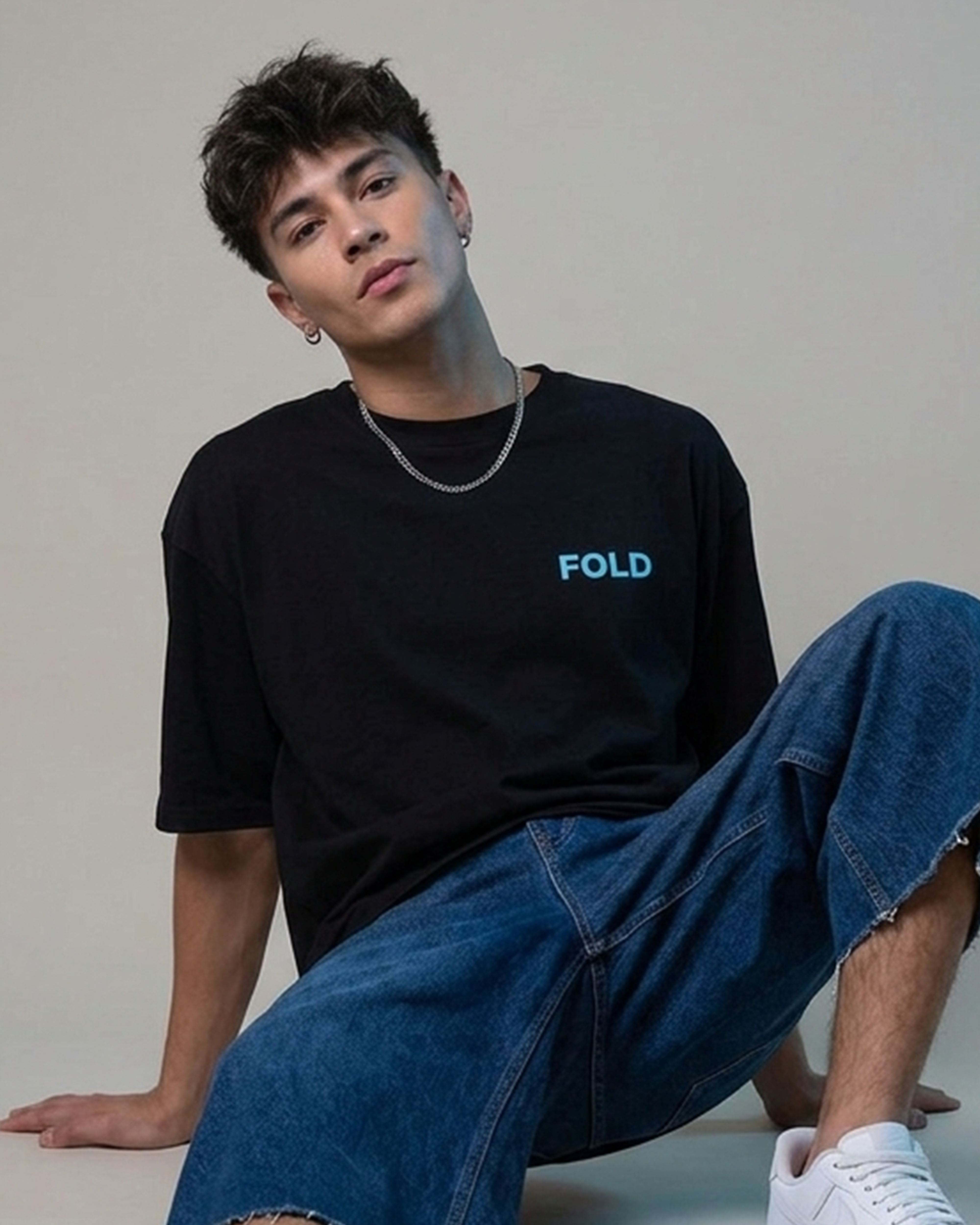 Fold Men Oversized SS T-Shirt - Black - NAS Trends