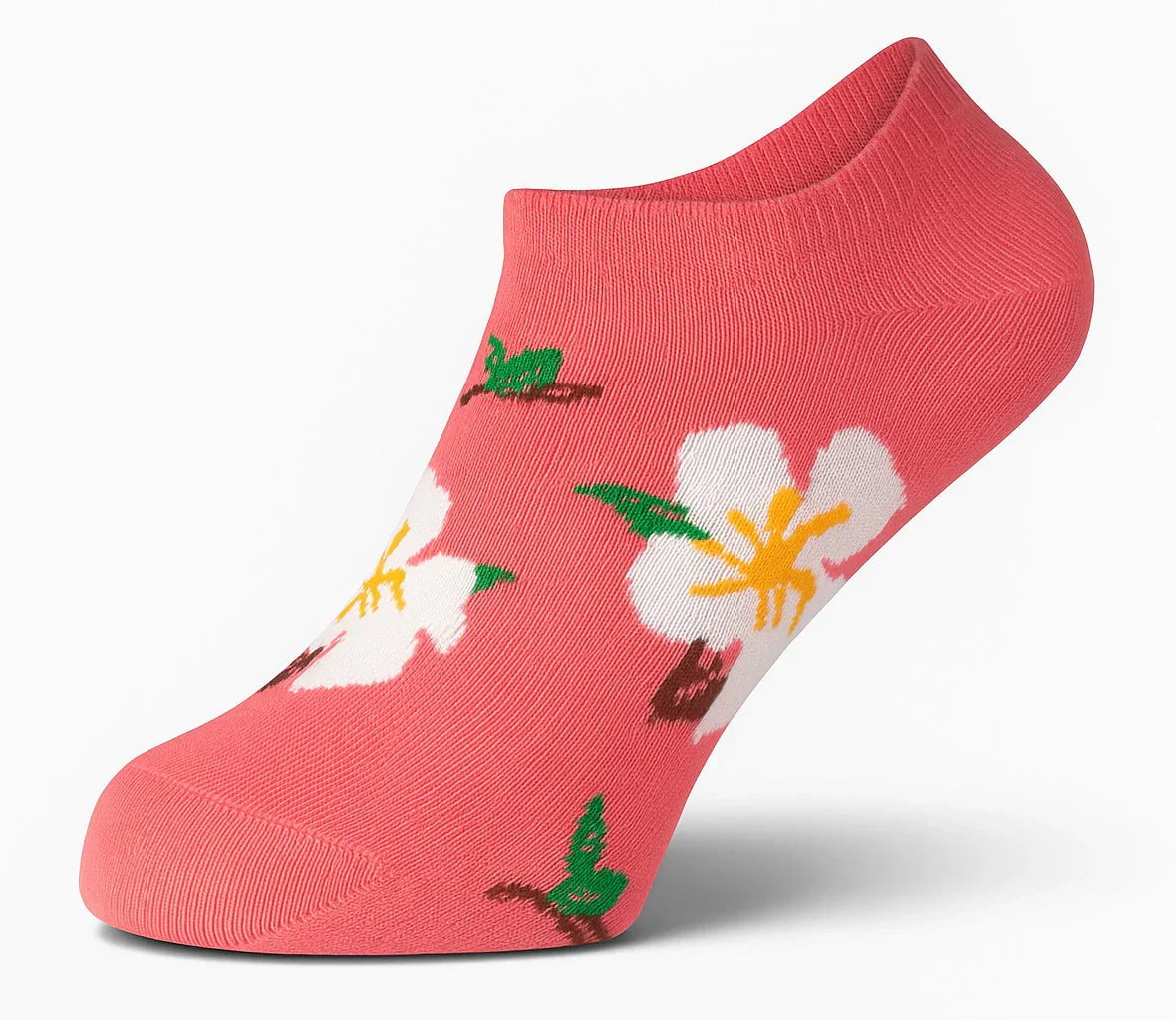 Sam Socks - Women Set Of 3 Ankle Socks Flower Pattern Black-White-Pink 4