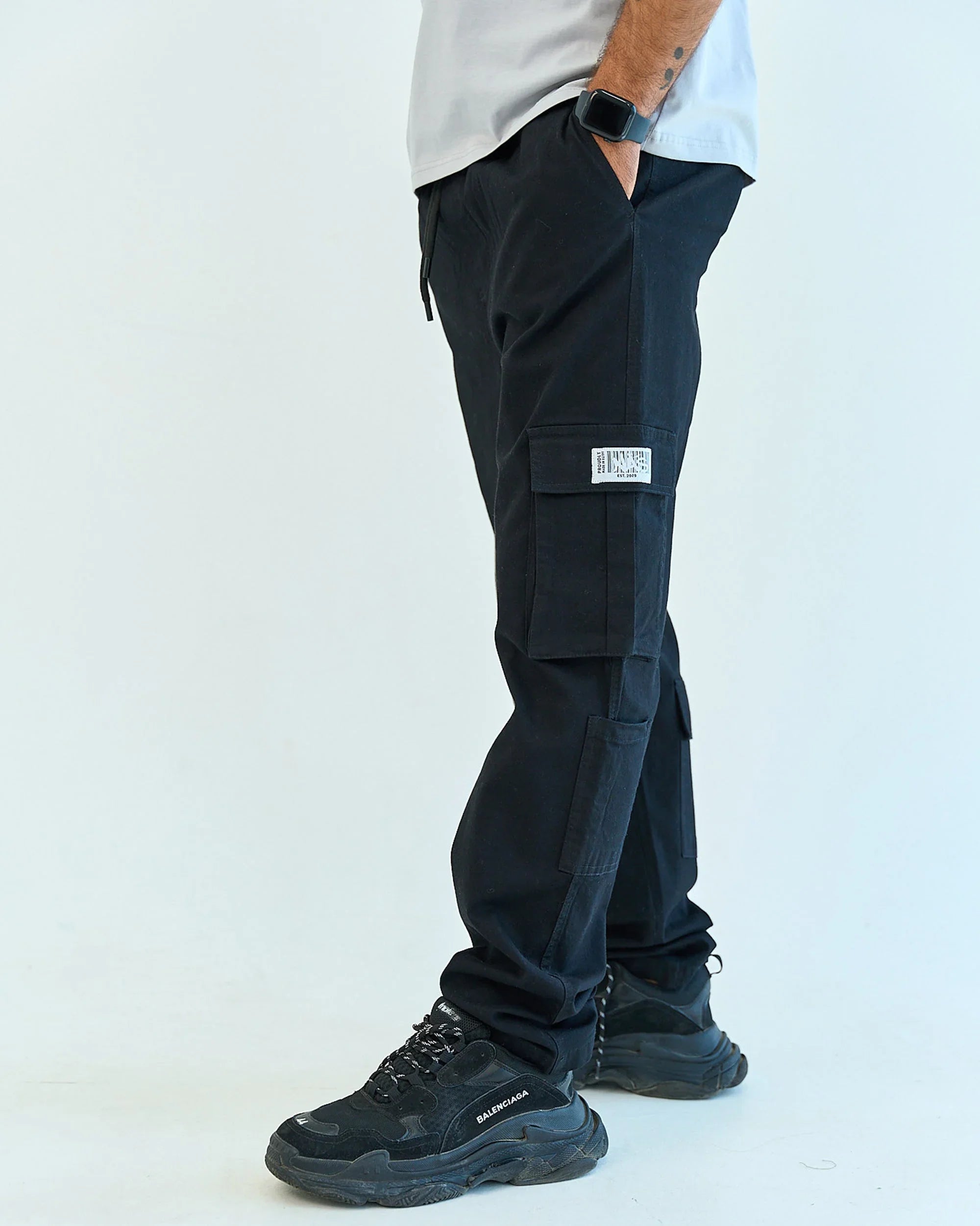 NAS Trends - Basic Unisex Cargo Pants - Black 1
