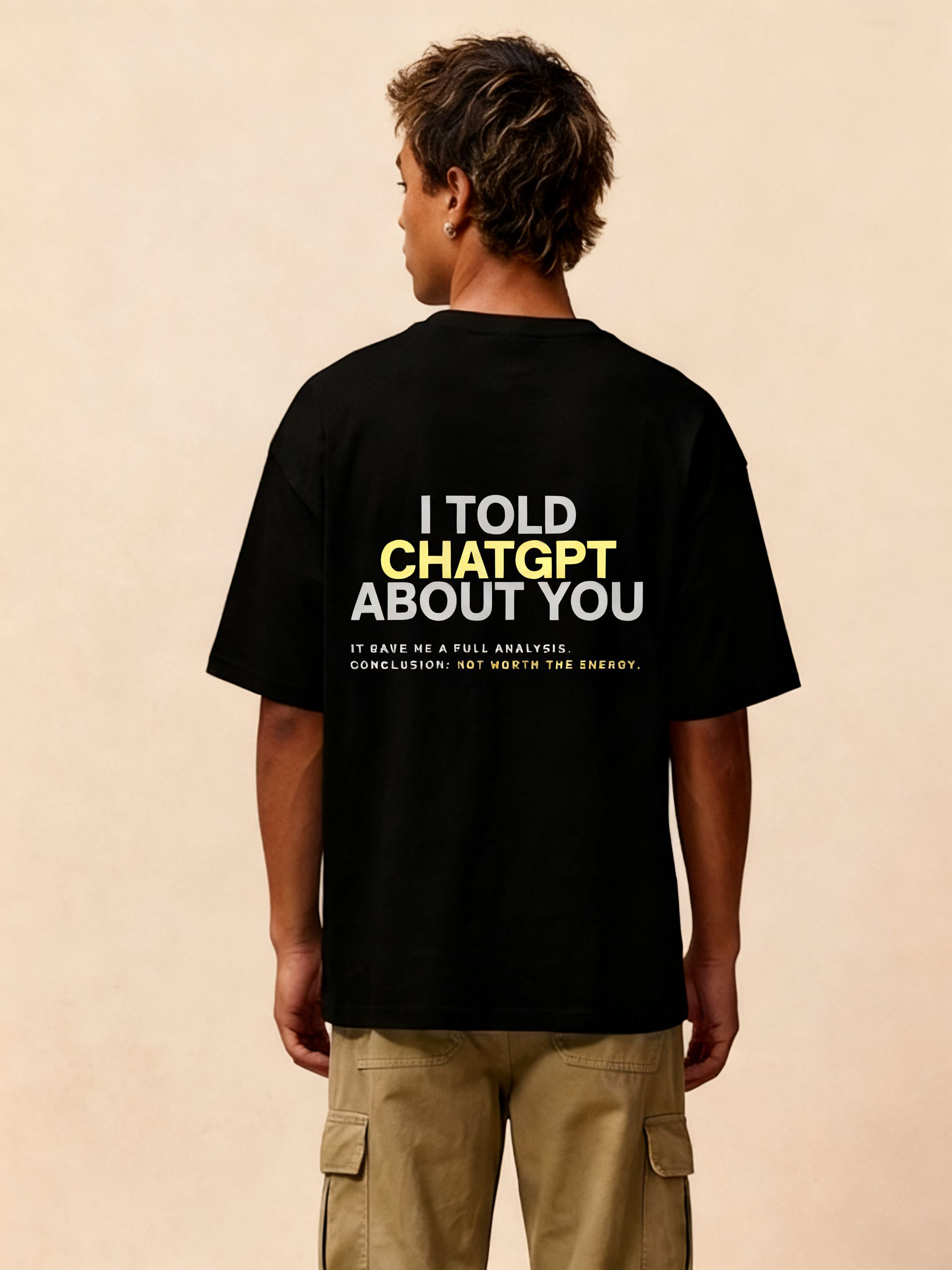 ChatGPT Men Unisex Oversized SS T-Shirt - Black - NAS Trends