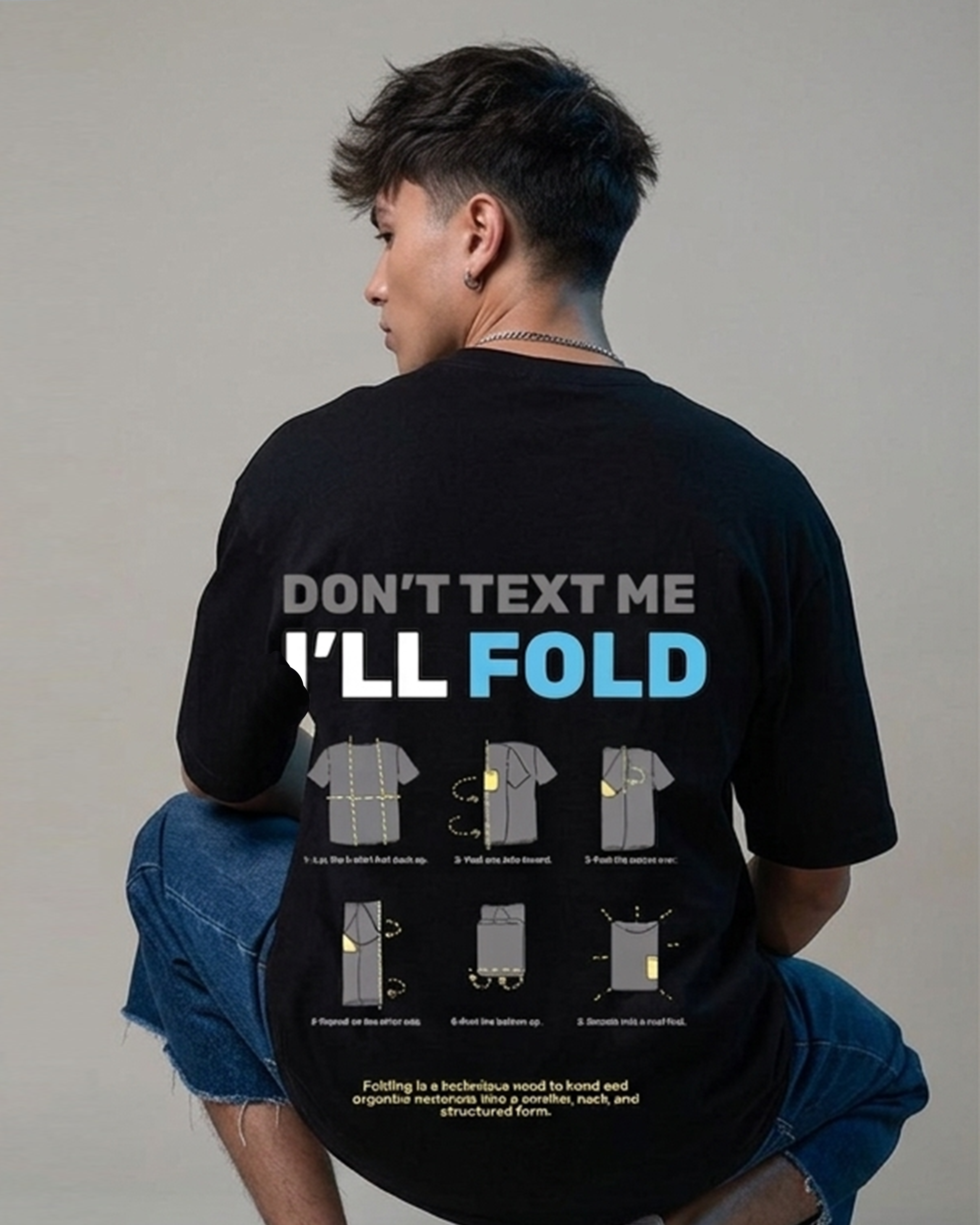 Fold Men Oversized SS T-Shirt - Black - NAS Trends