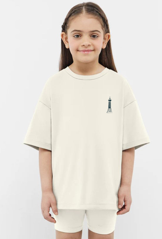 Abo El Hol Girls Oversized SS T-Shirt - Off White - NAS Trends