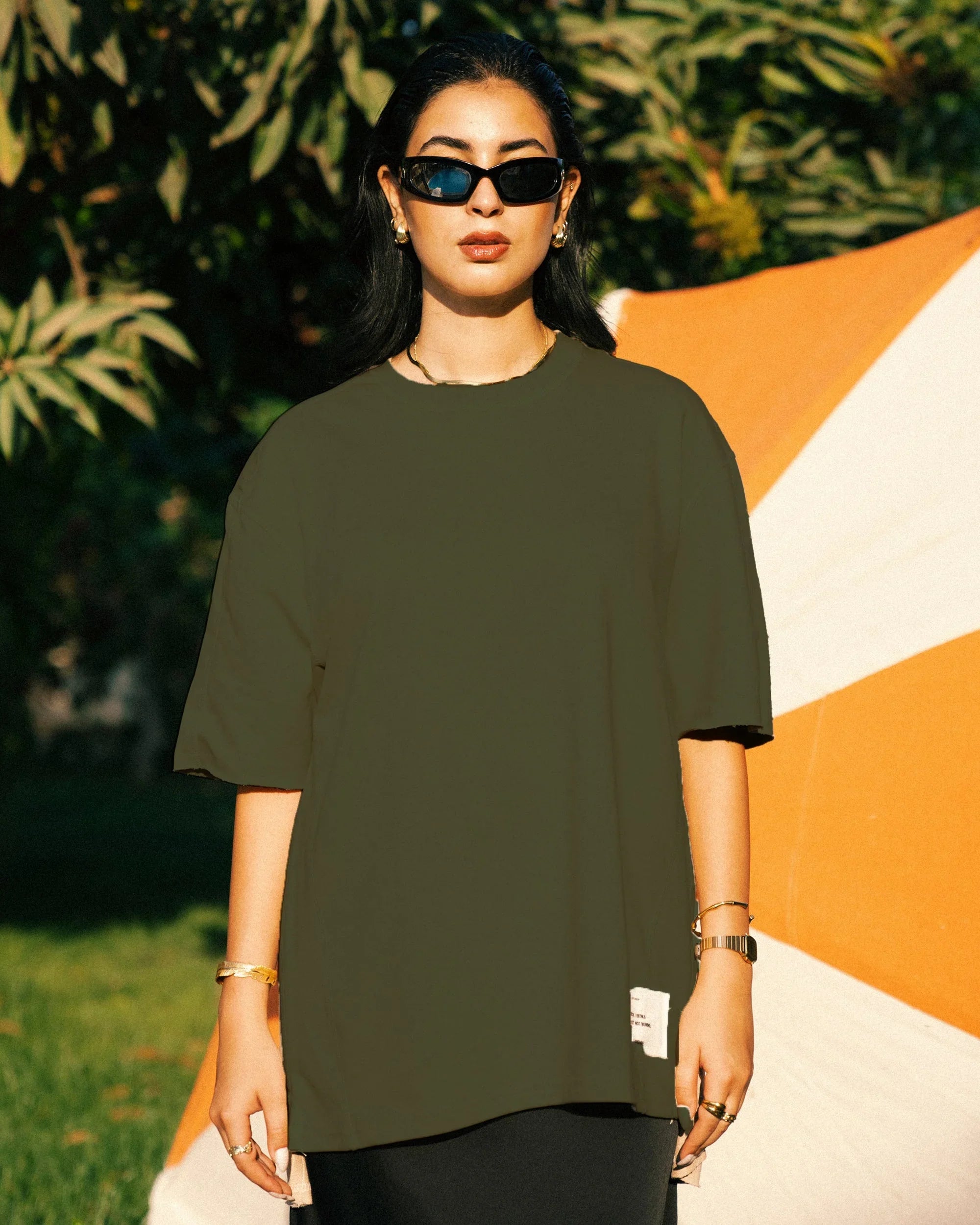 NAS Trends - Stitched Basic Unisex Oversized SS T-Shirt - Olive 1