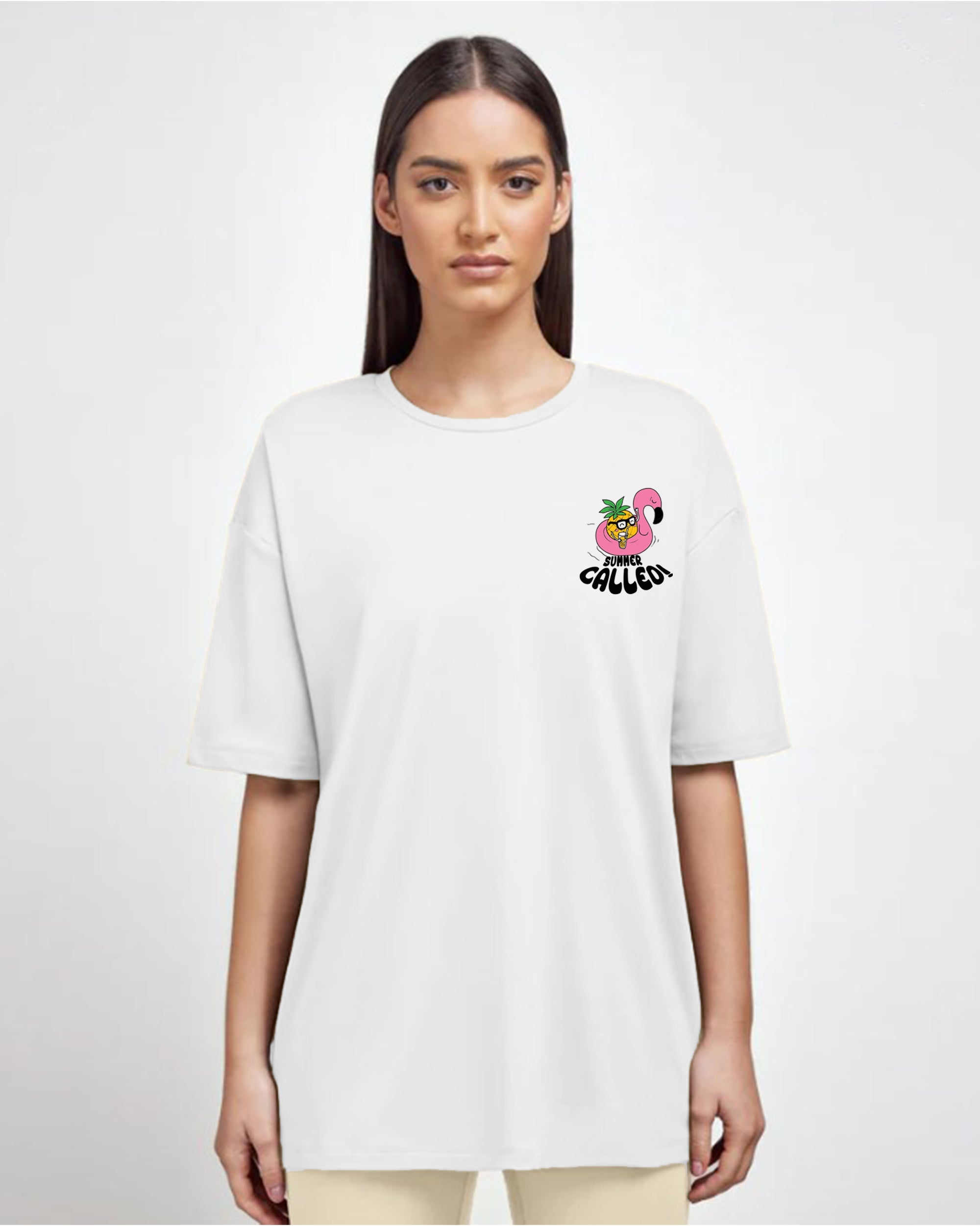 Happy News Women Oversized SS T-Shirt - Off White - NAS Trends 1