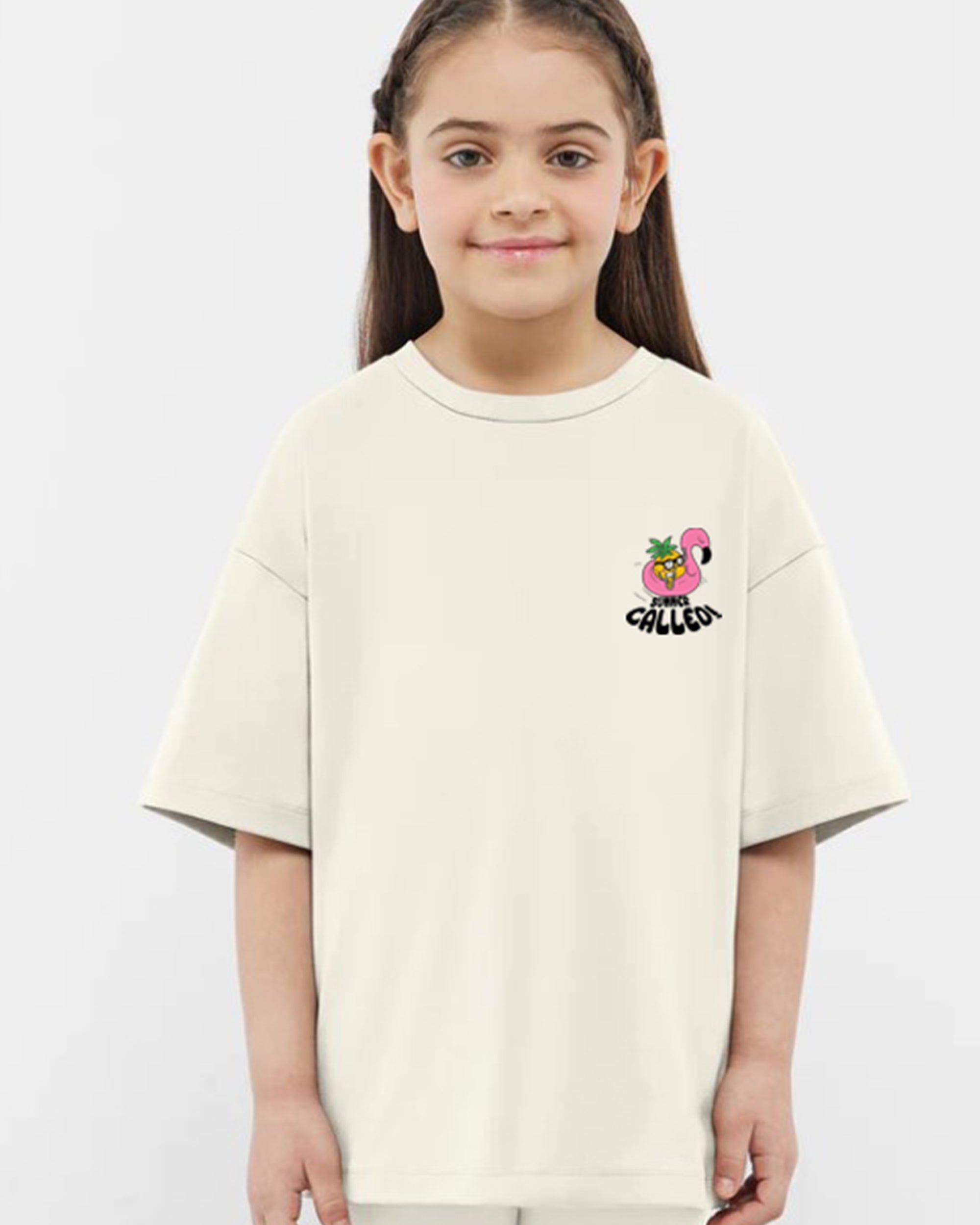 Happy News Girls Oversized SS T-Shirt - Off White - NAS Trends