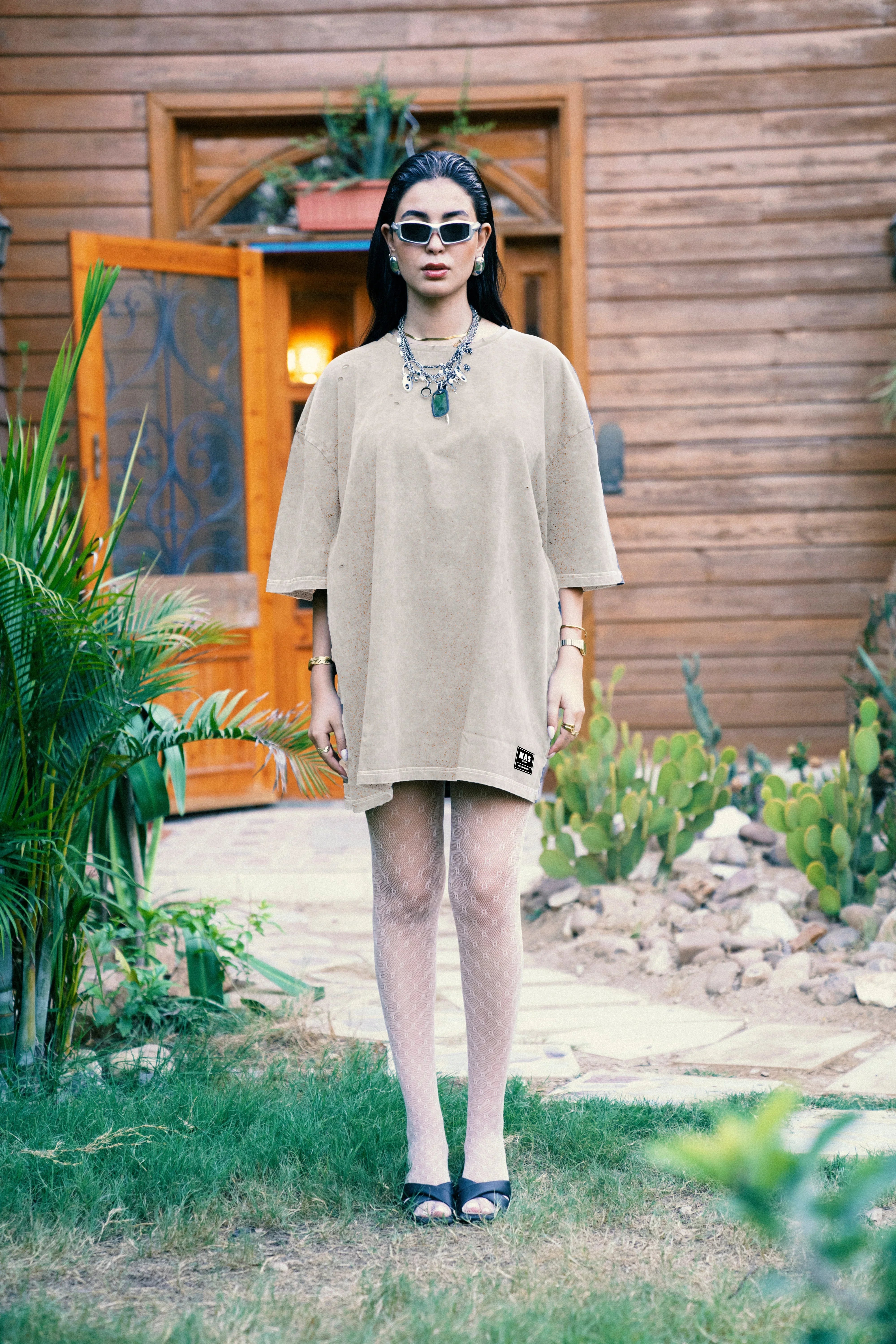 NAS Trends - Stone Washed Basic Unisex Oversized SS T-Shirt - Beige 1