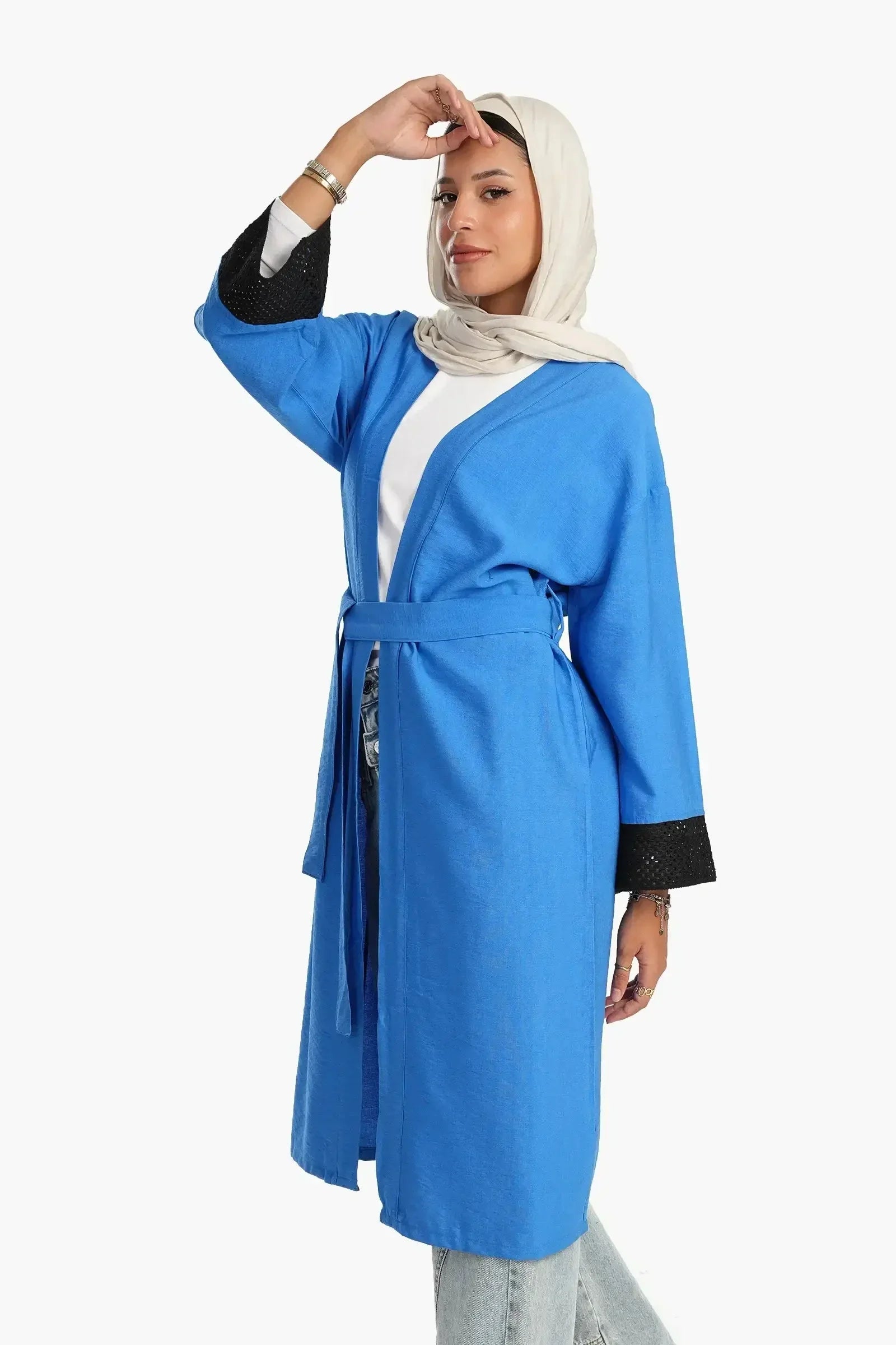 Carina - Kimono with Crochet Fishnet Cuffs 1