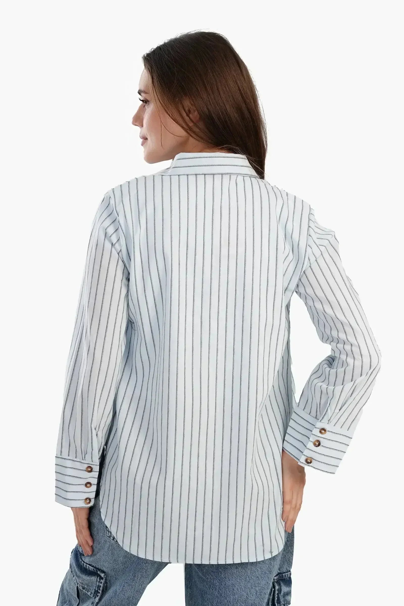 Carina - Poplin Blue Striped Shirt 4