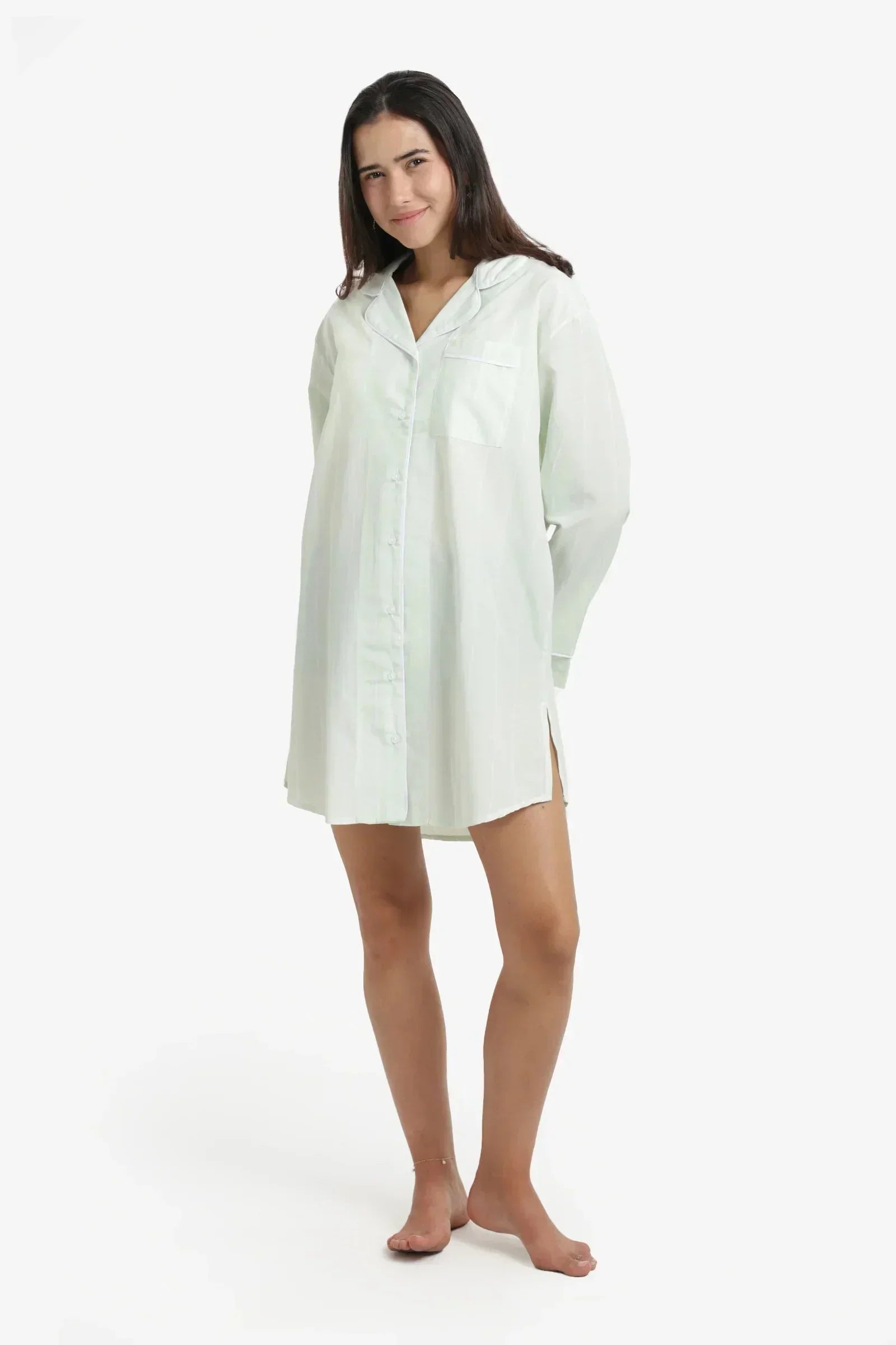 Carina - Cozy Cotton Striped Nightgown 10