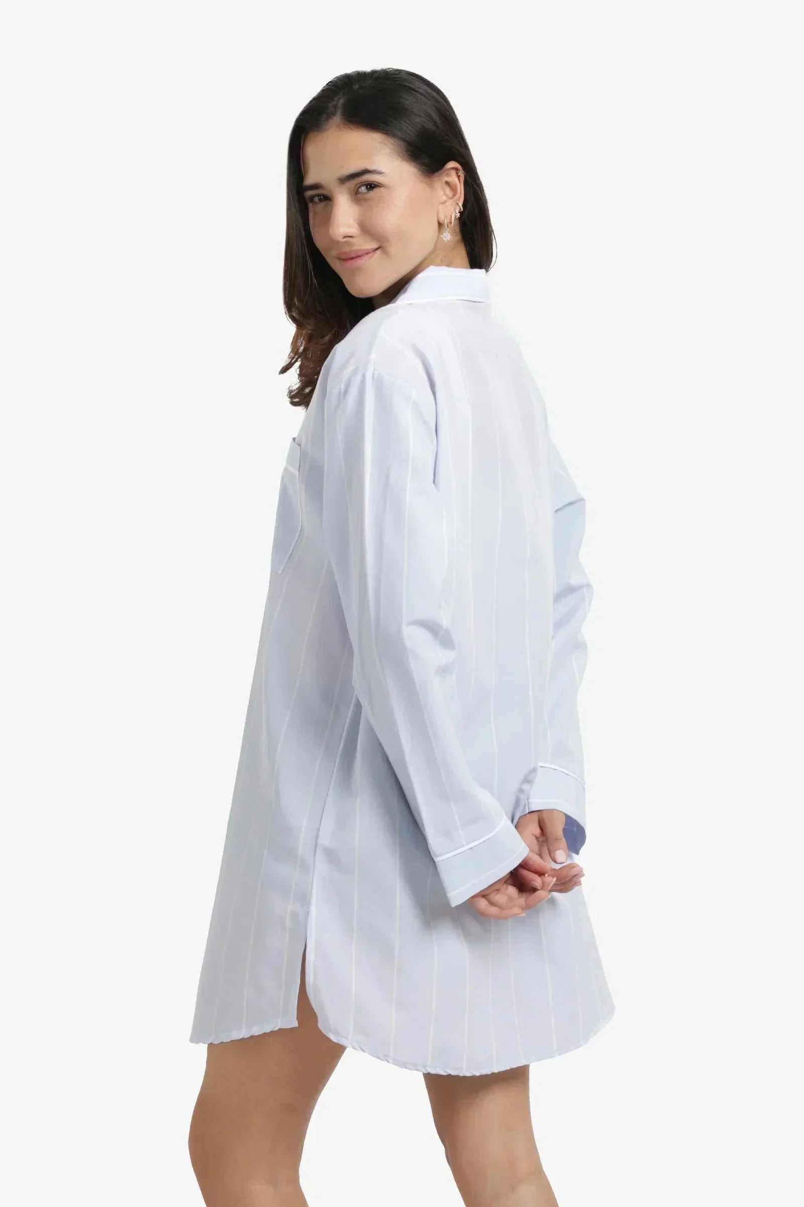 Carina - Cozy Cotton Striped Nightgown 8