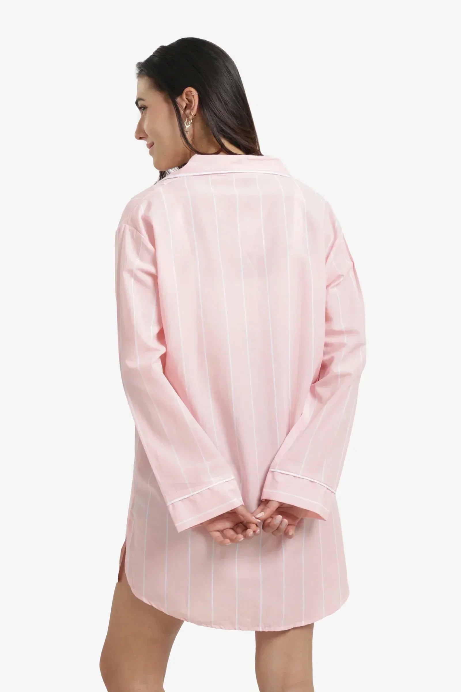 Carina - Cozy Cotton Striped Nightgown 4