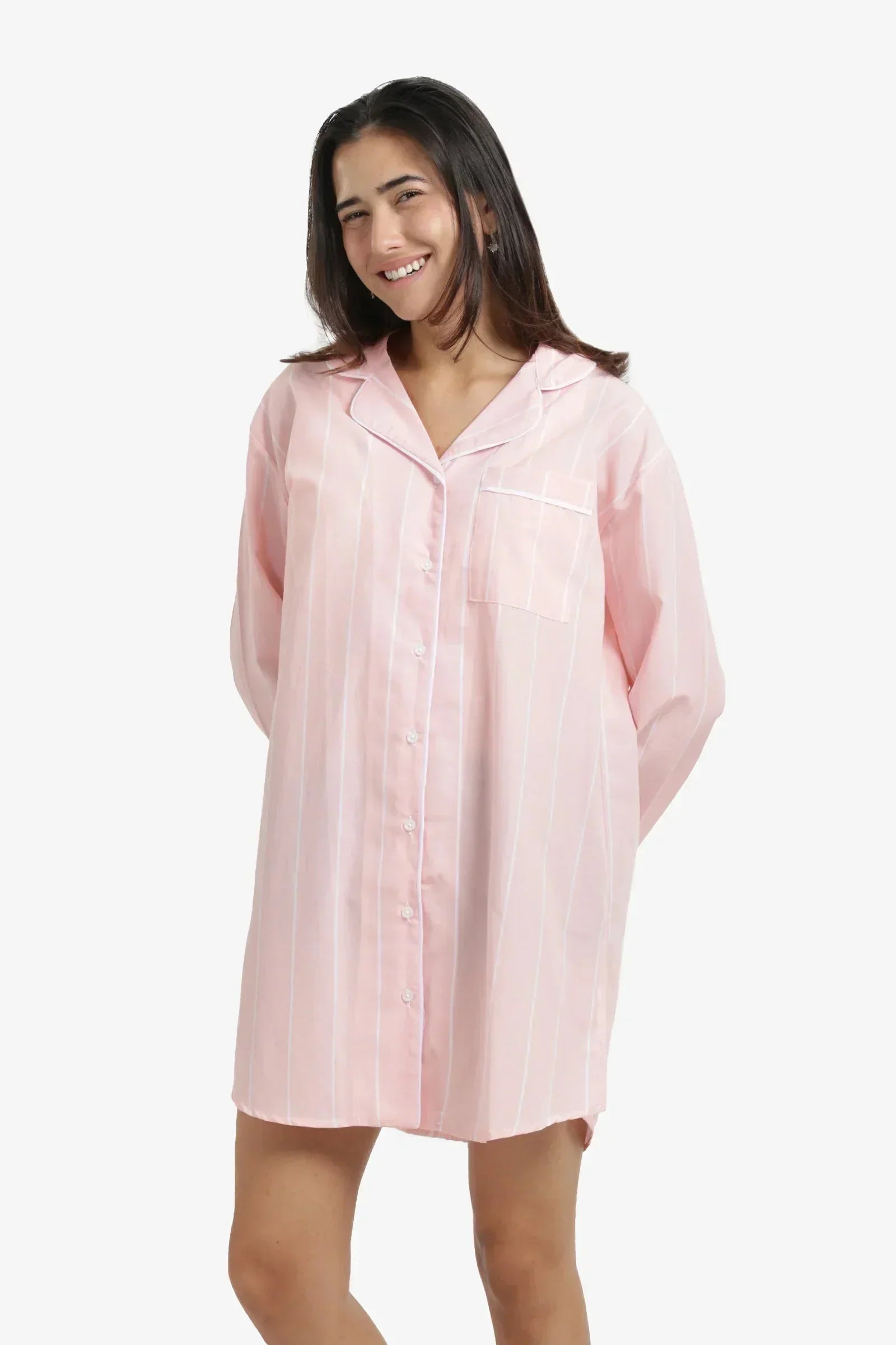 Carina - Cozy Cotton Striped Nightgown 1