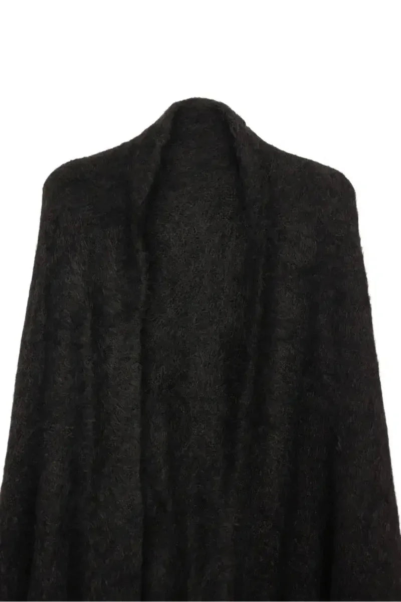 Carina - Fringe Trim Knitted Poncho 12