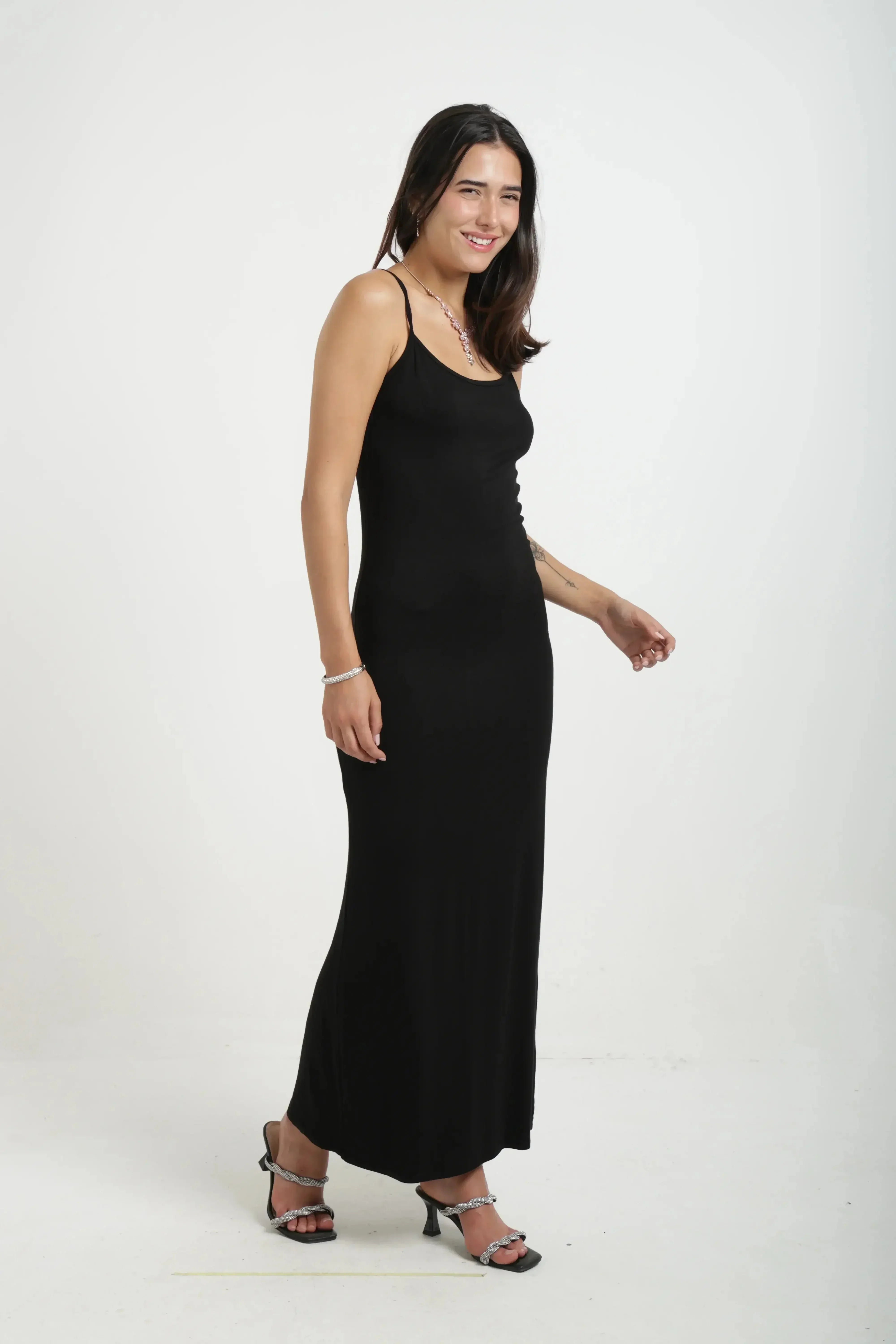 Carina - Plain Slim Fit Maxi Dress 6