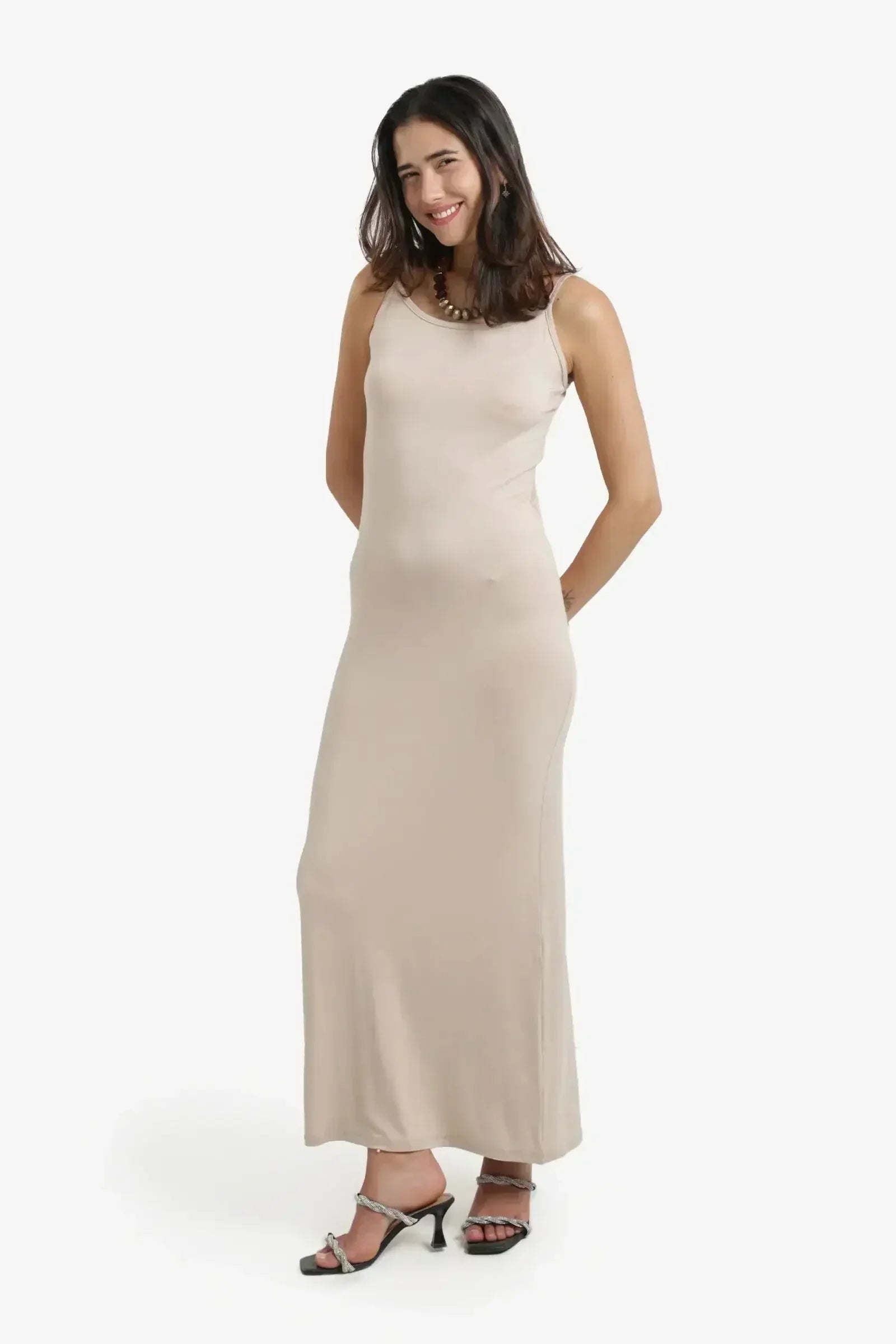 Carina - Plain Slim Fit Maxi Dress 3