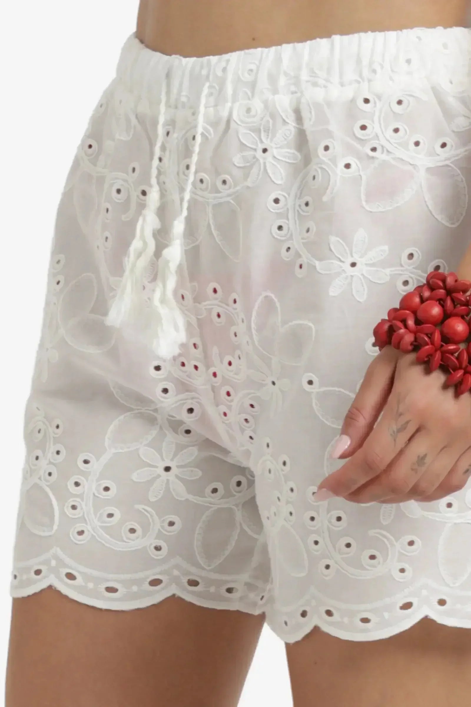 Carina - Embroidered Eyelet Pattern Shorts 4