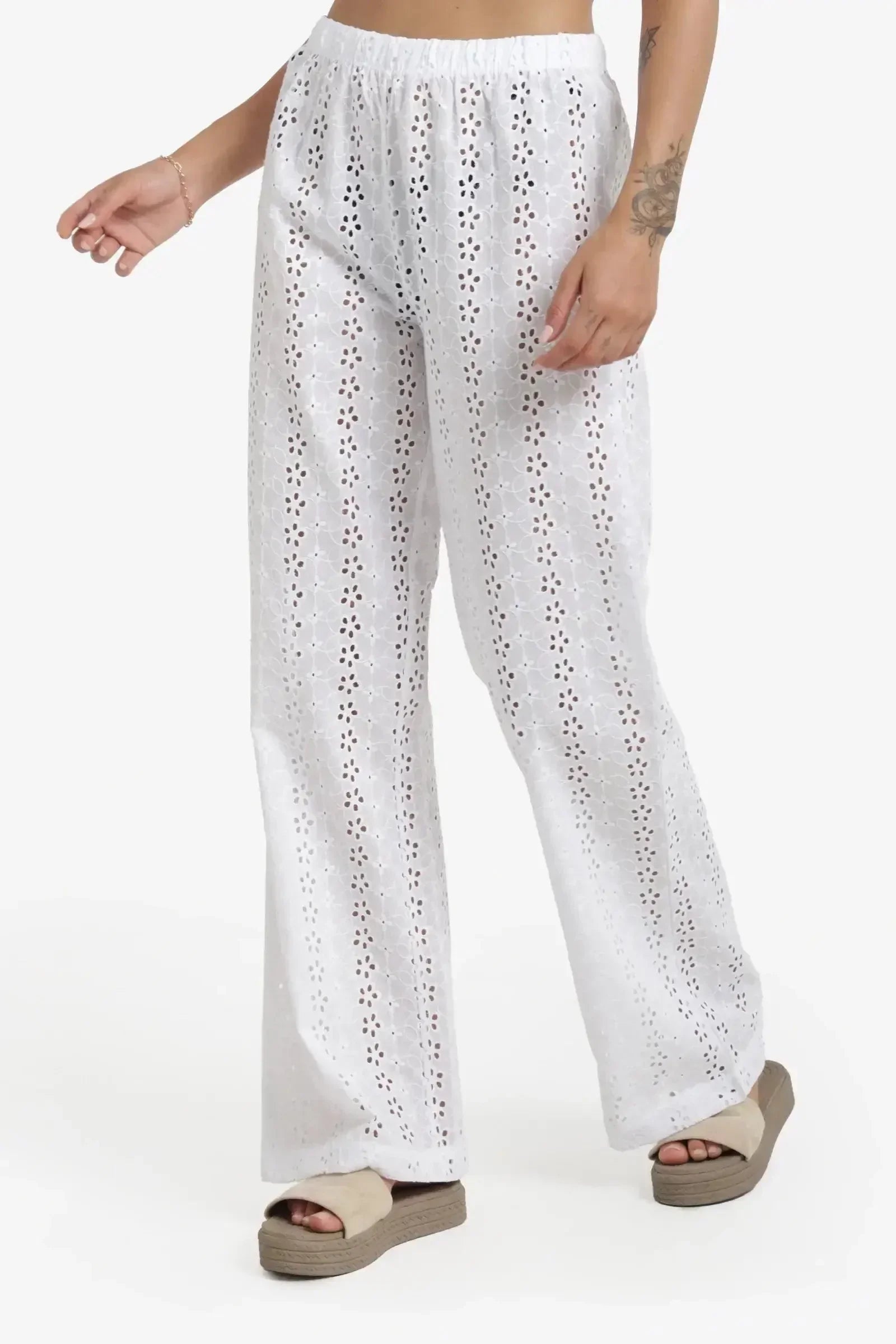 Carina - Embroidered Eyelet Beach Pants 2