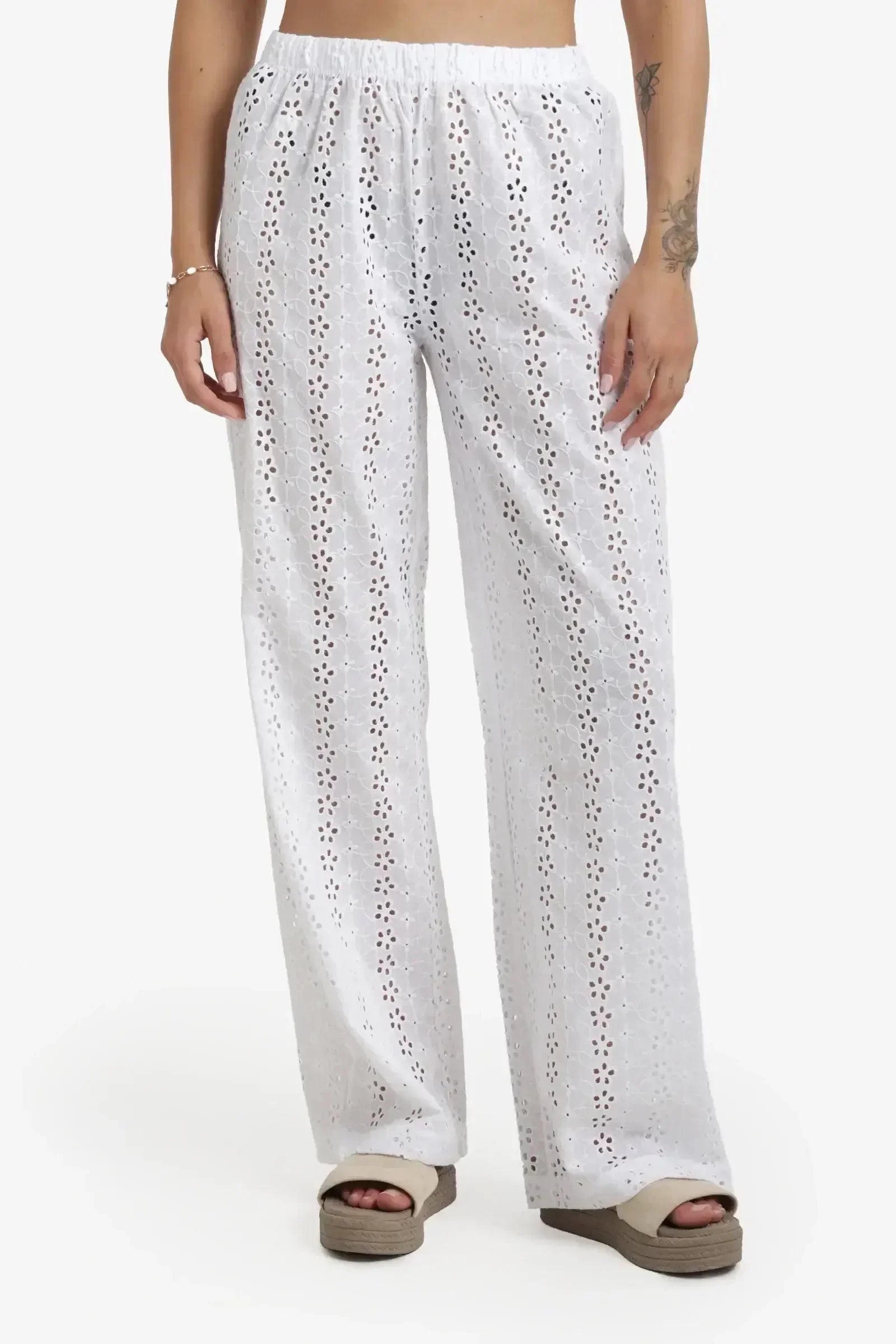 Carina - Embroidered Eyelet Beach Pants 1