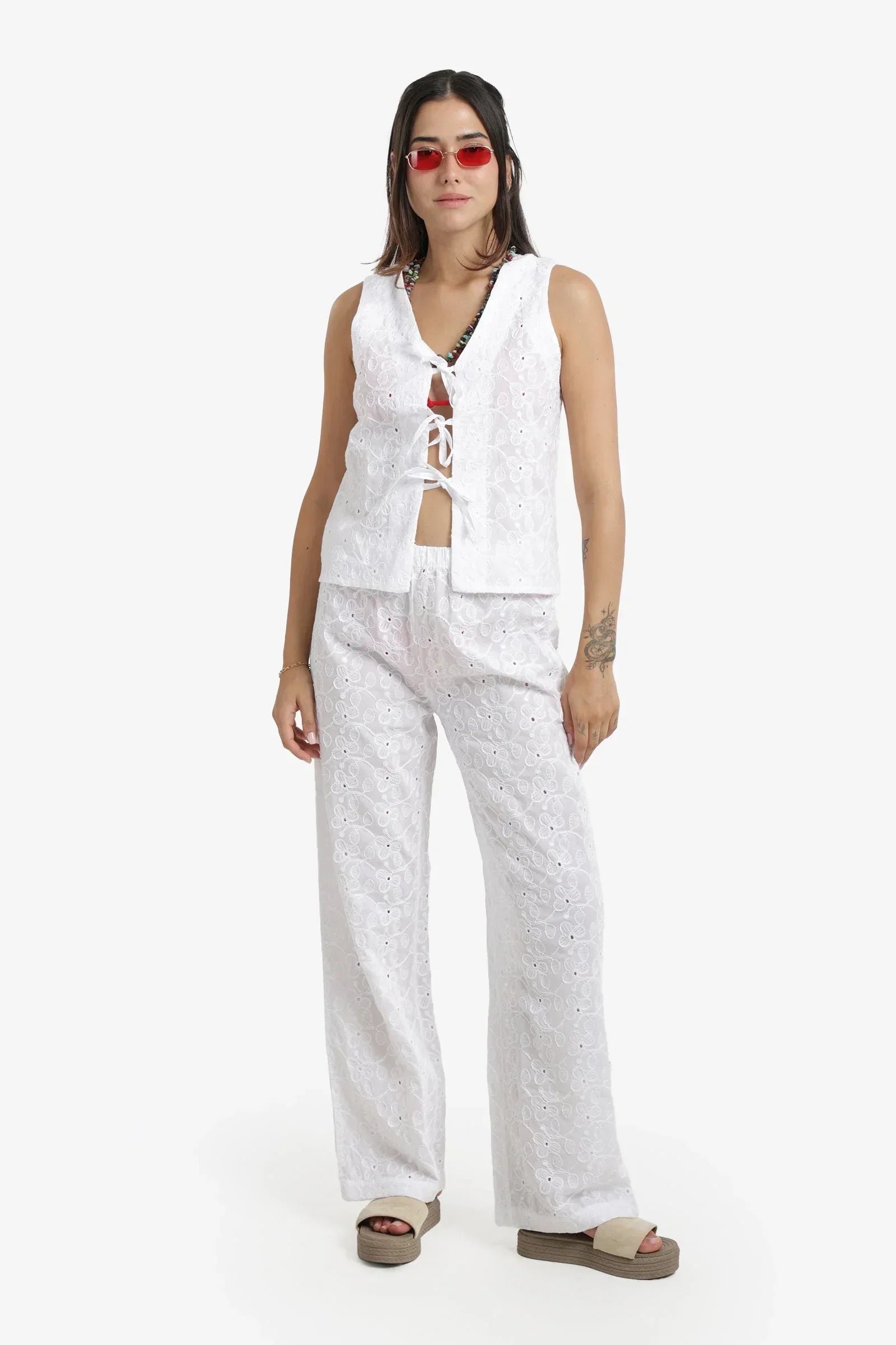 Carina - Embroidered Tie Up Beach Set 1