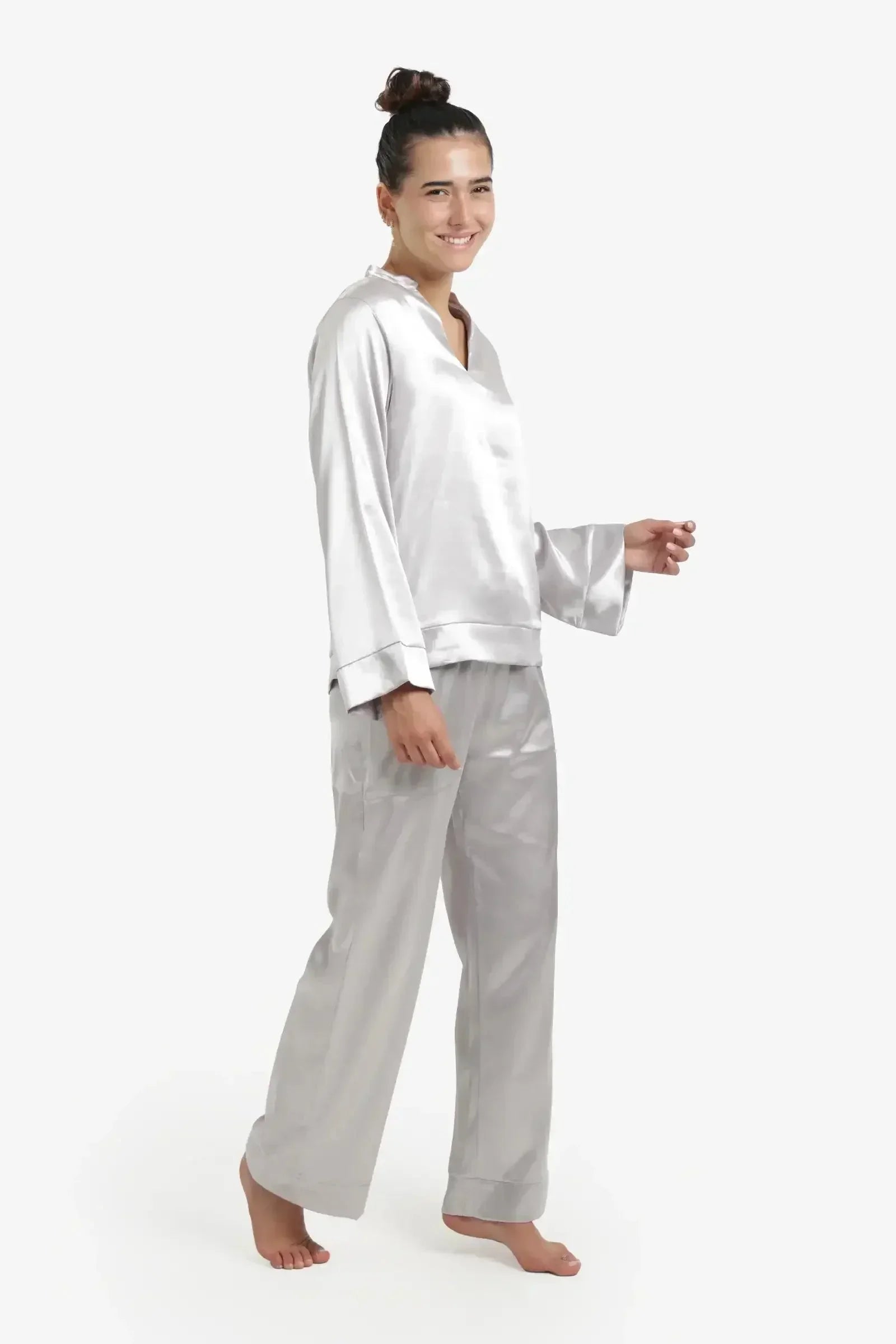 Carina - Silver Satin Pyjama Set 4