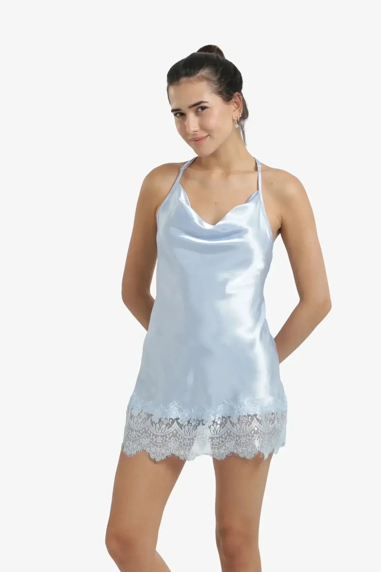 Carina - Satin Lace Trim Nightgown 4
