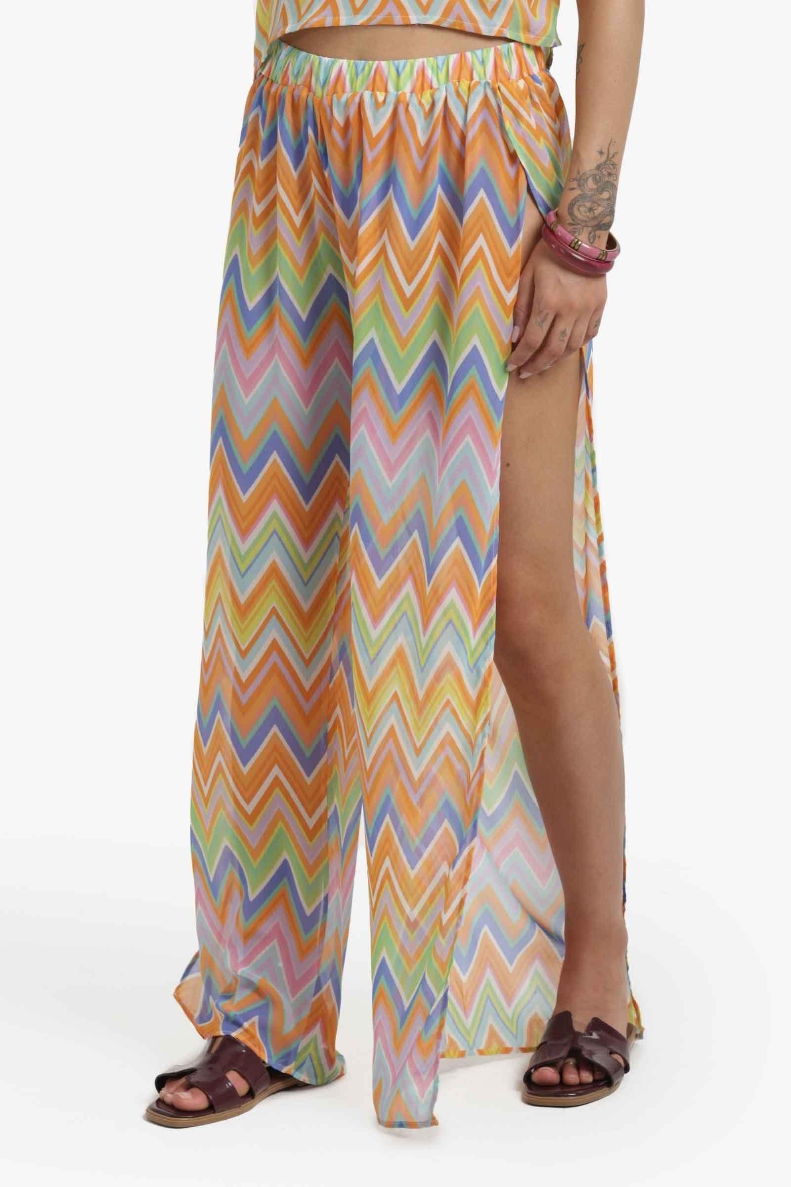 Carina - Chevron Print Sheer Beach Pants 1