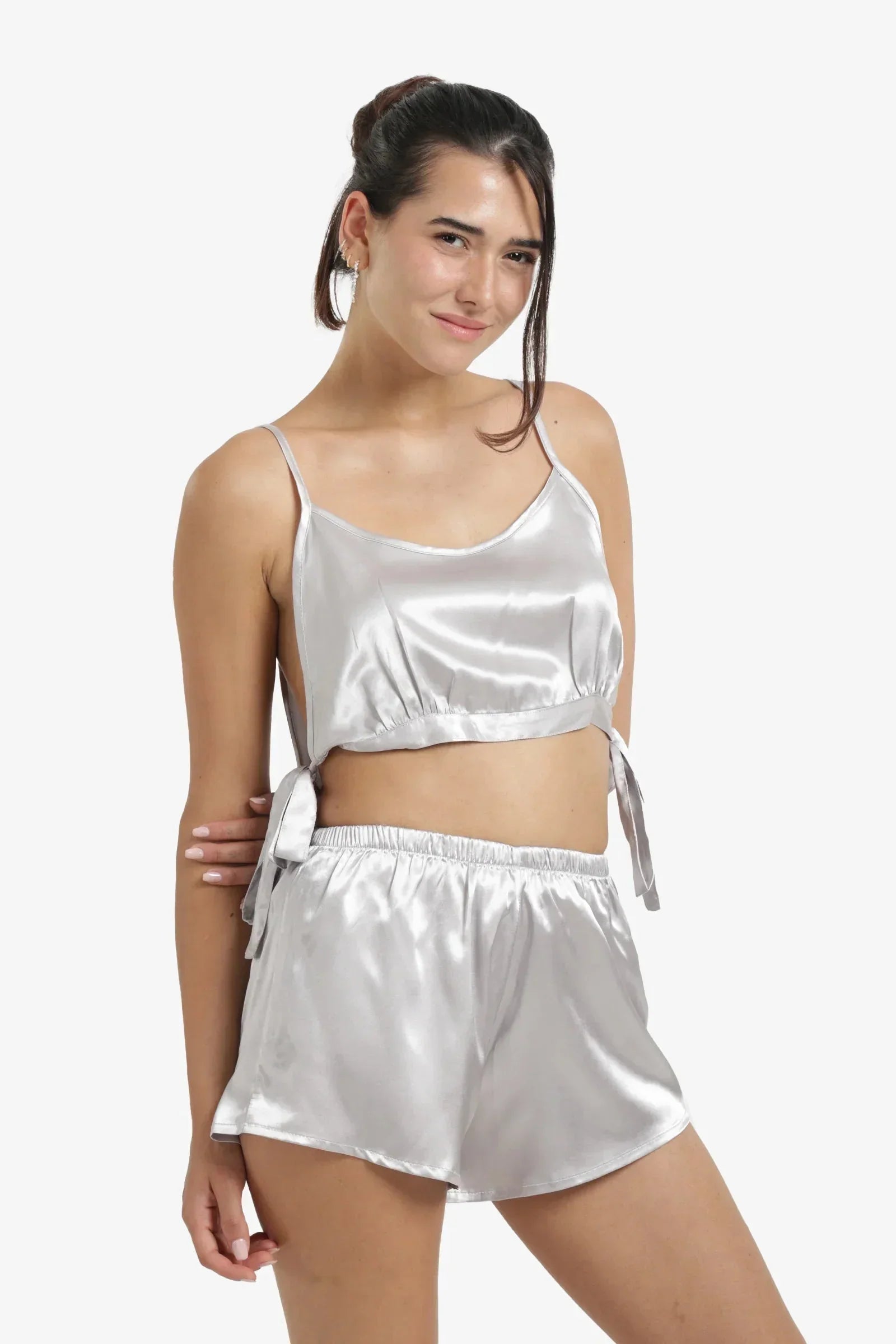 Carina - Cropped Silver Pyjama Set 3