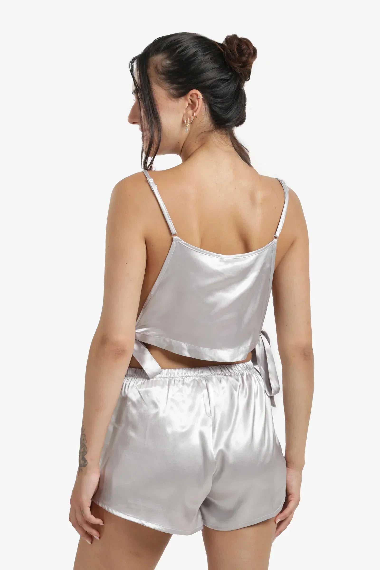 Carina - Cropped Silver Pyjama Set 4