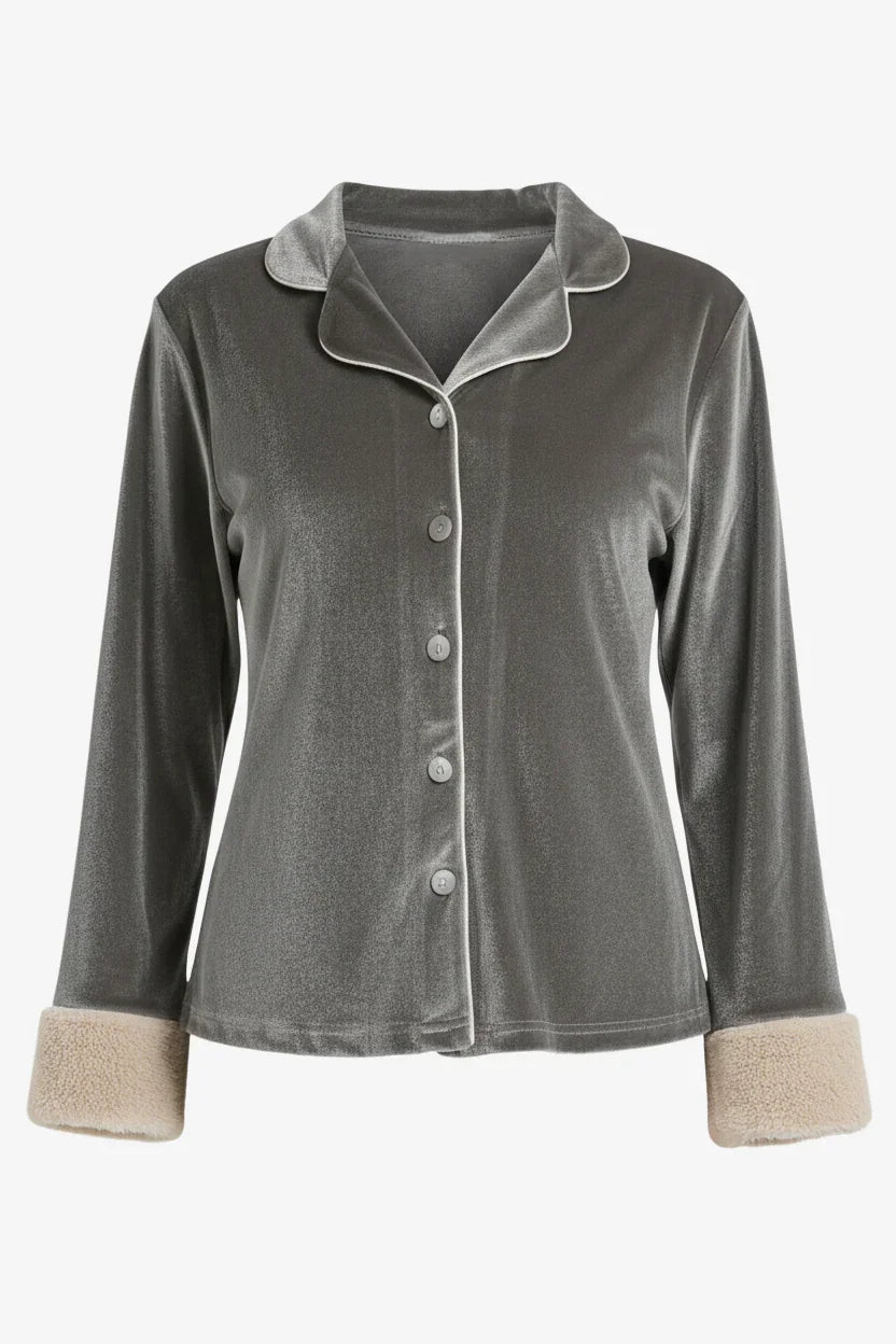 Carina - Velvet Button-Down Pyjama Set 9