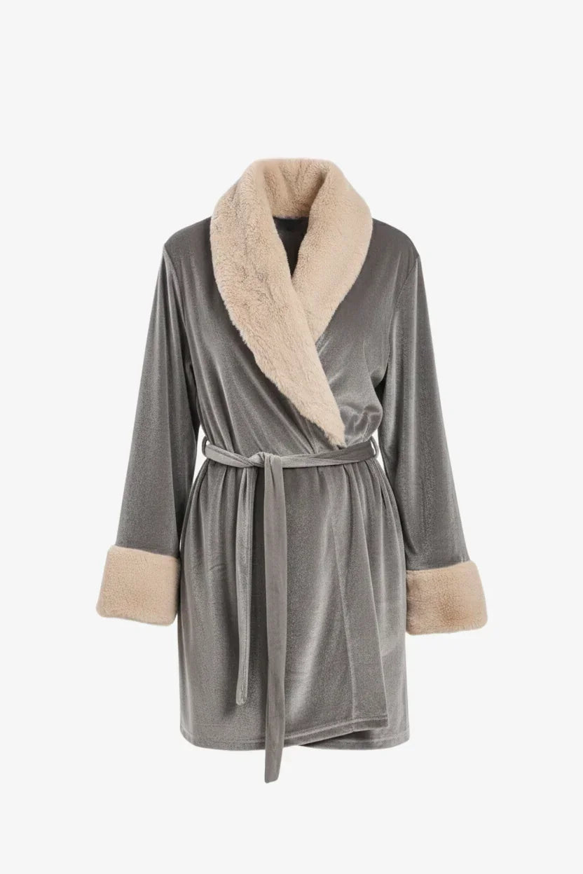 Carina - Velvet Robe with Fur Trim 4