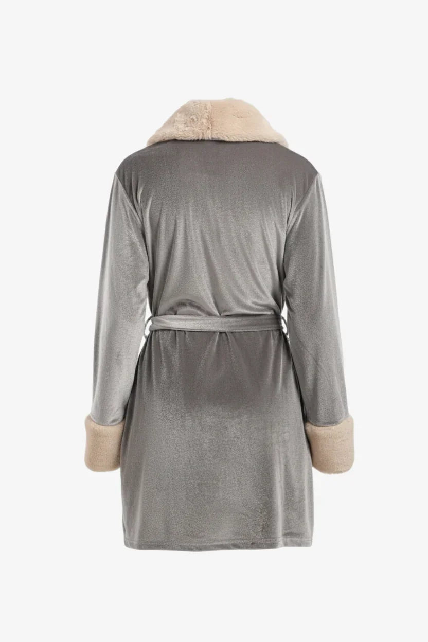 Carina - Velvet Robe with Fur Trim 5