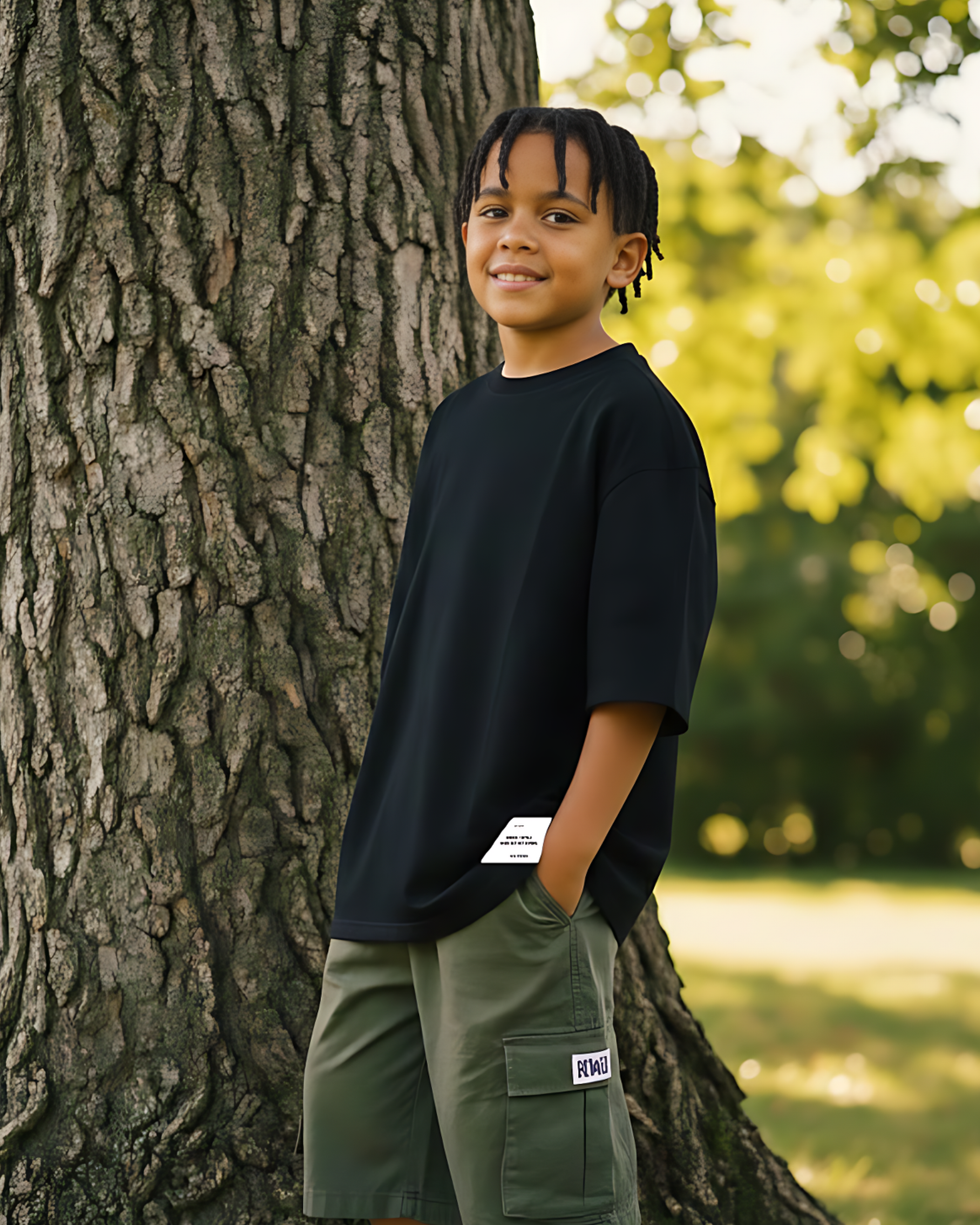 Stitched Basic Boys Oversized SS T-Shirt - Black - NAS Trends