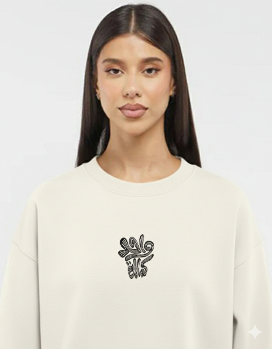 Koshary Unisex Oversized Crew-neck Sweatshirt - Off White W - NAS Trends 4