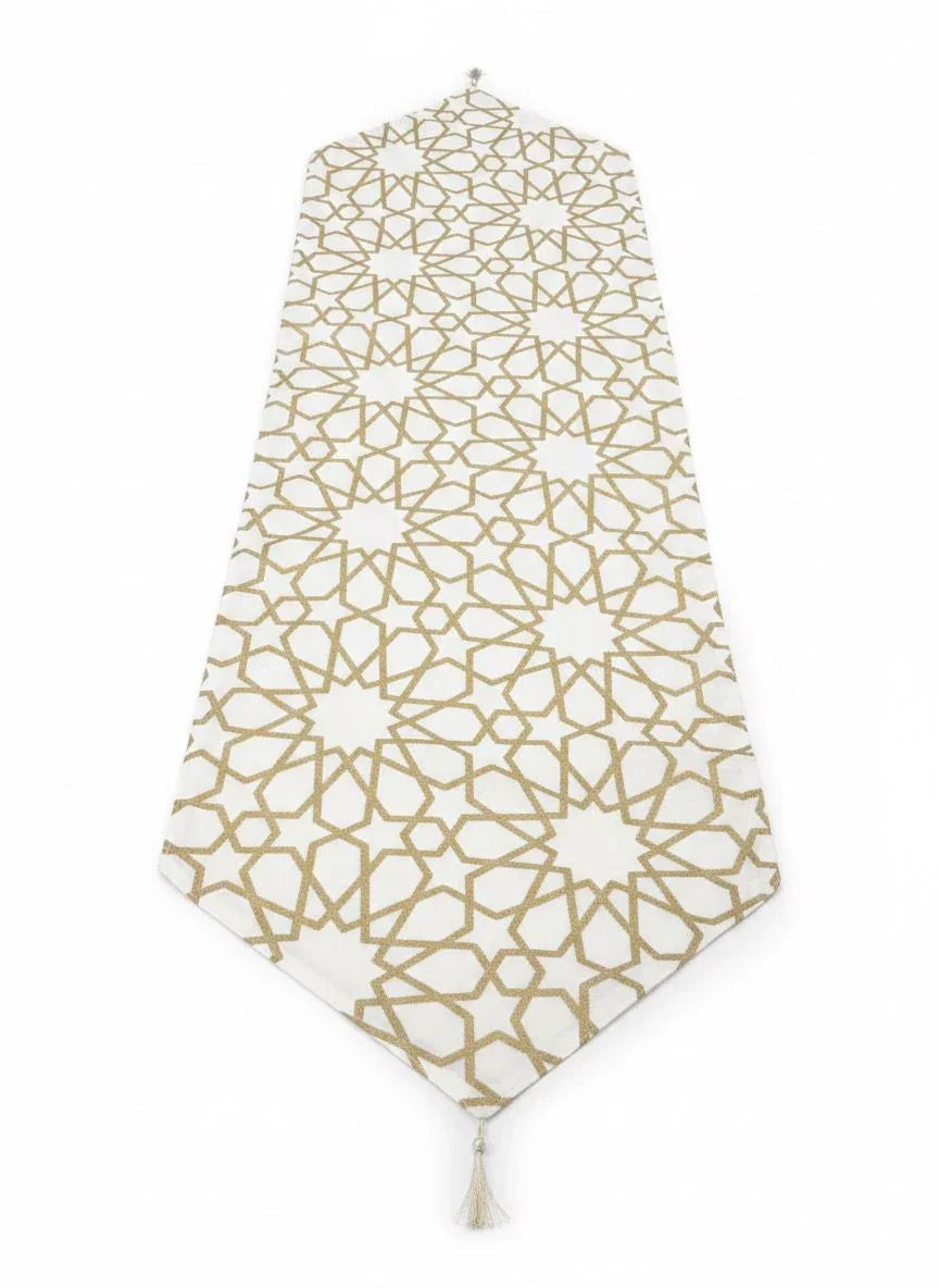 Lavender - Linen runner with Islamic pattern print 1