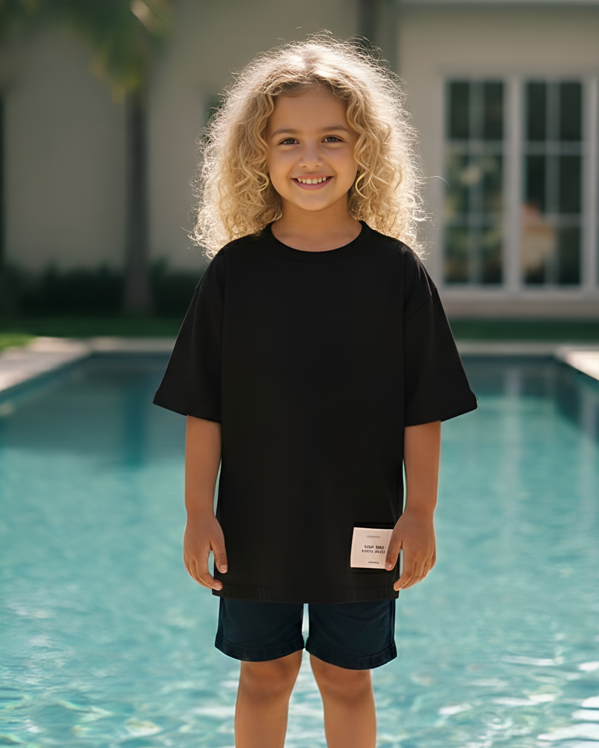 Stitched Basic Girls Oversized SS T-Shirt - Black - NAS Trends