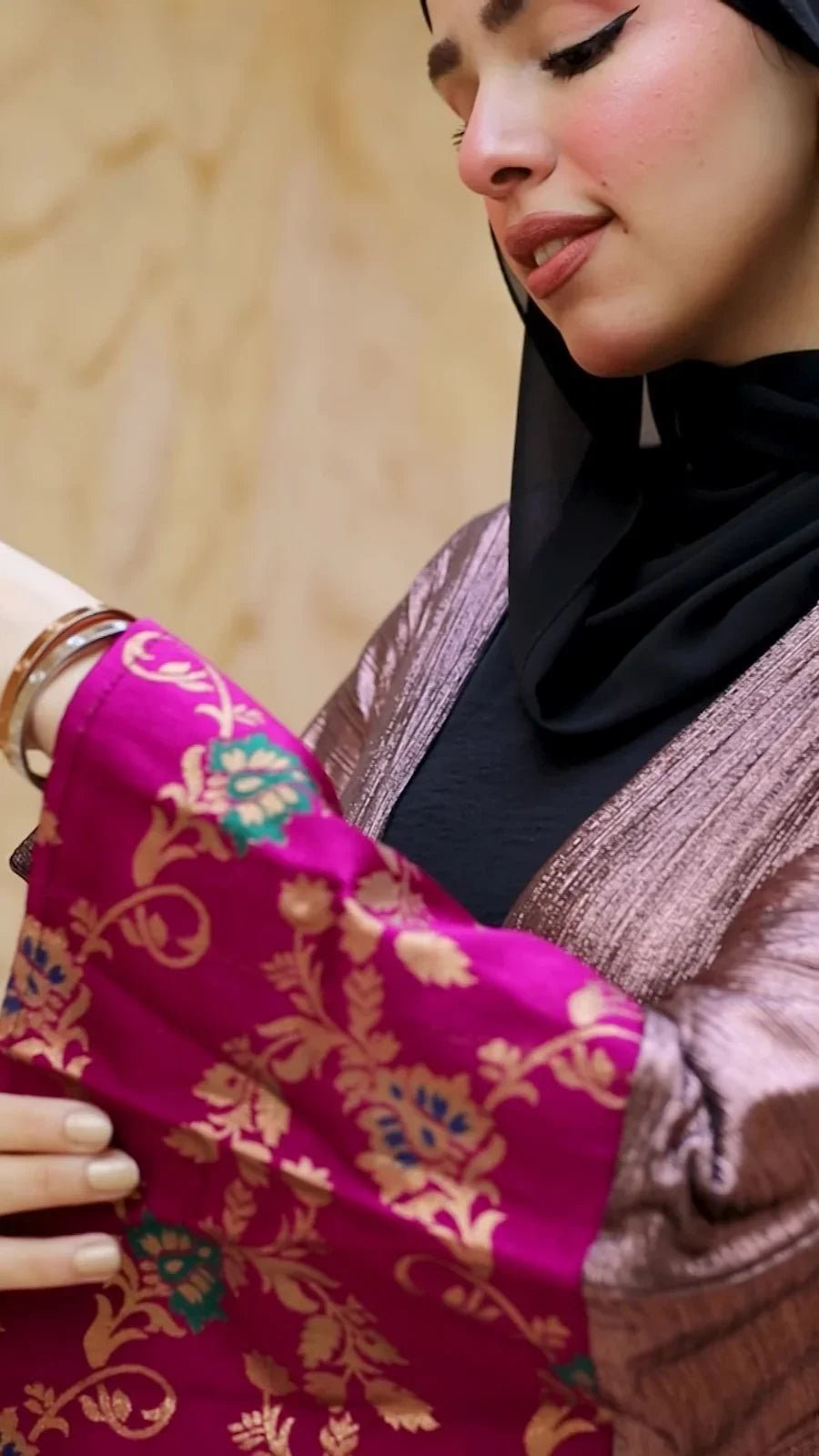 Mimme Boutiqe - Rose Gold Silk Kaftan 4