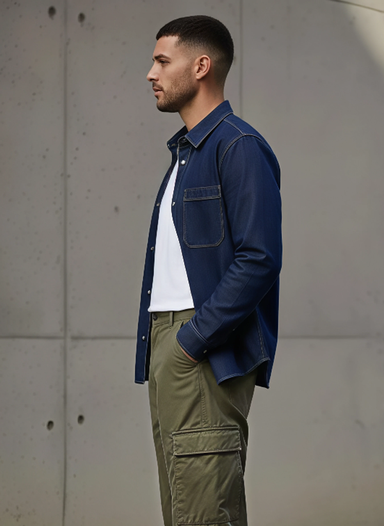 Unisex Jeans Shirts - Dark Blue M - NAS Trends 2